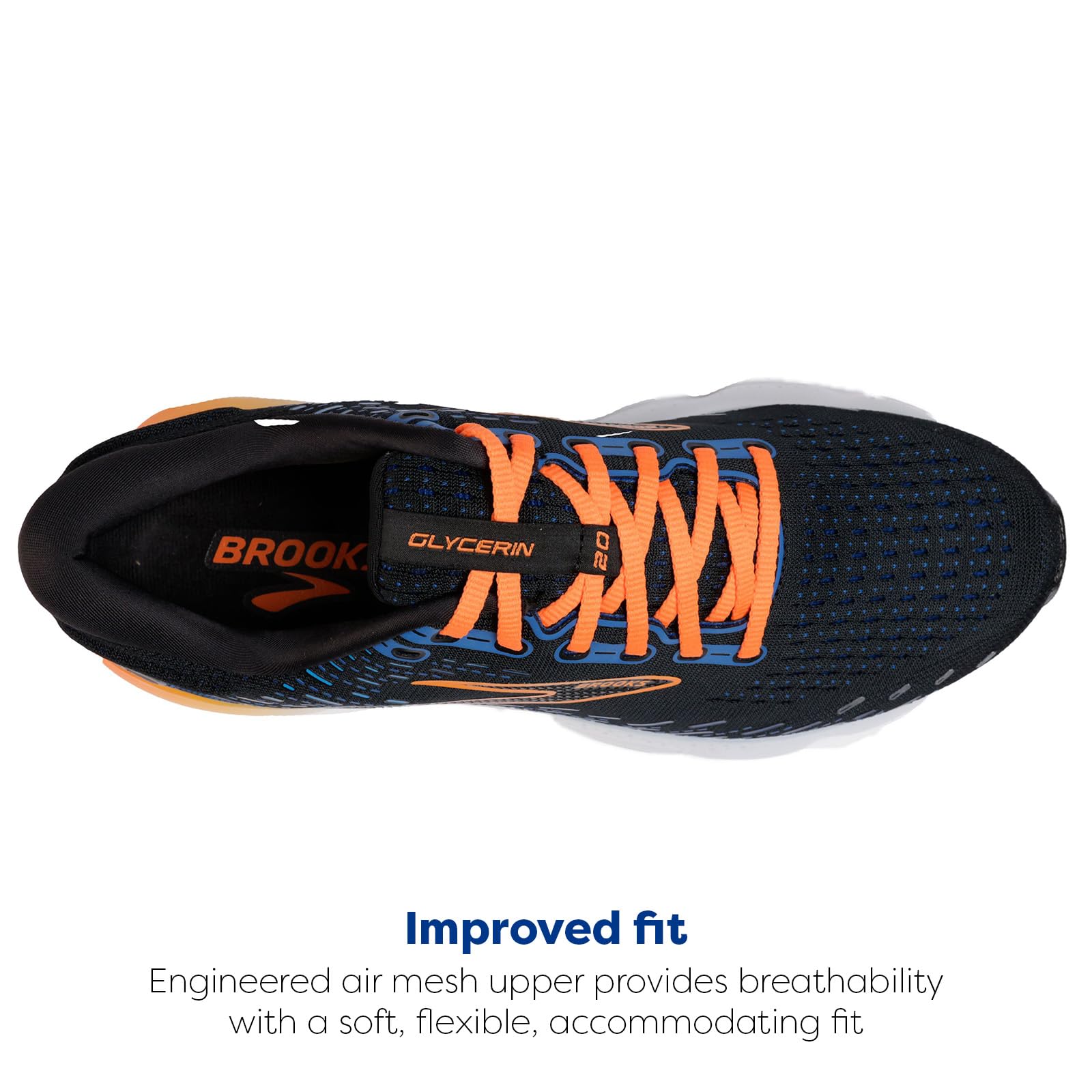 Brooks Glycerin 20 Men's Running Shoes Black Classic Blue Orange Mesh