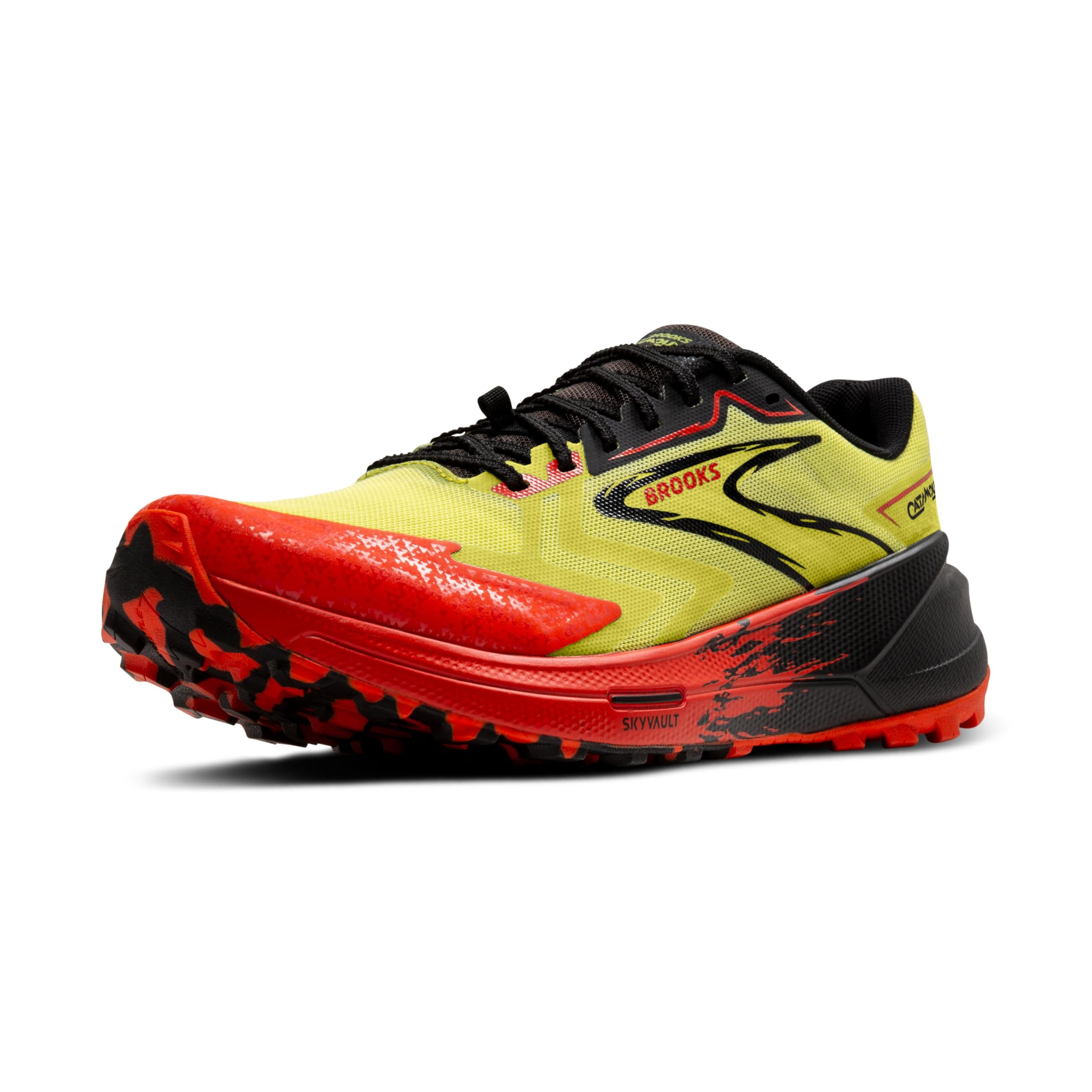 Brooks Men's Catamount 3 Trail Running Shoes Lightweight Cotton Acid Lime Cherry Tomato