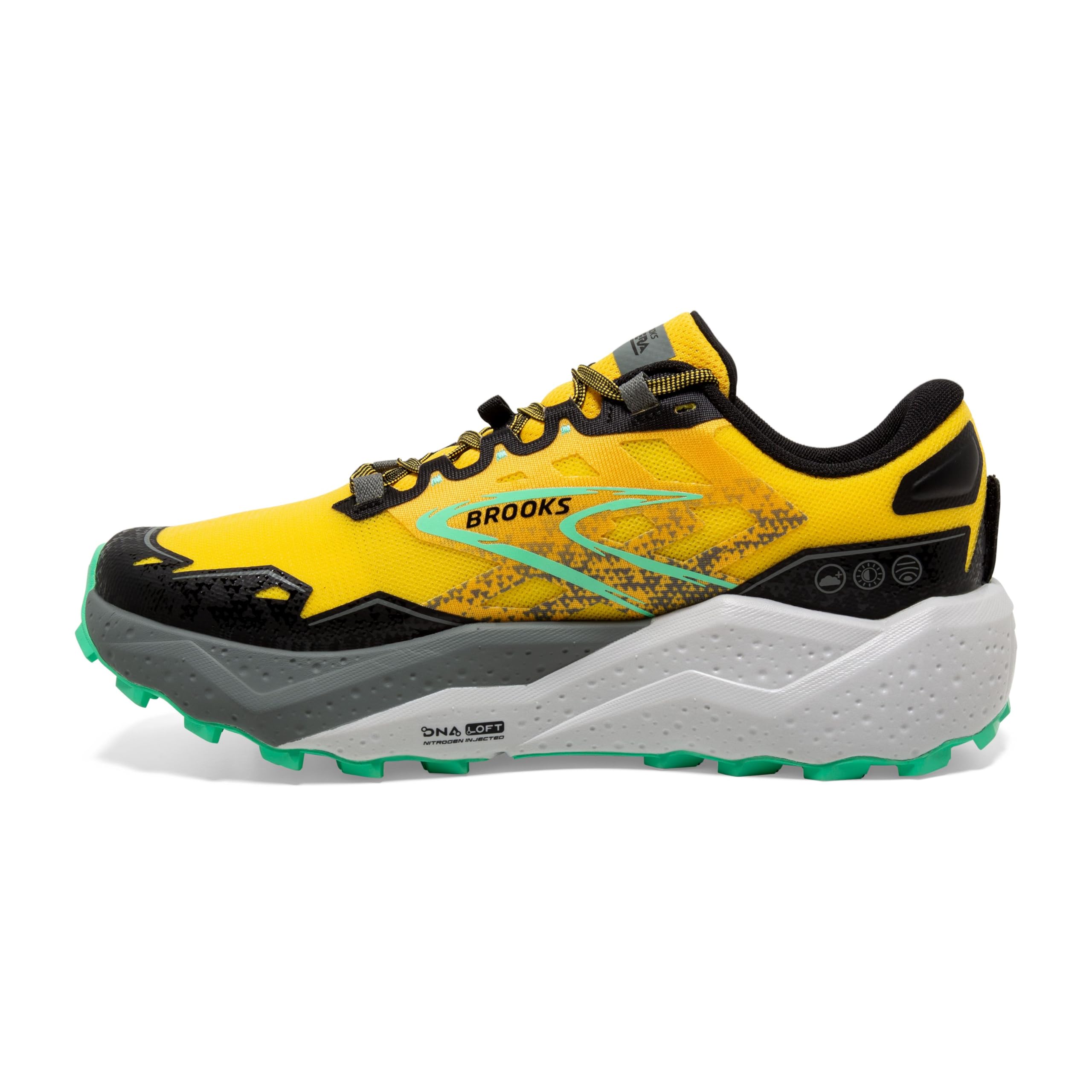 Brooks Caldera 7 Men Trail Running Shoes Mesh Lemon Chrome Black Springbud