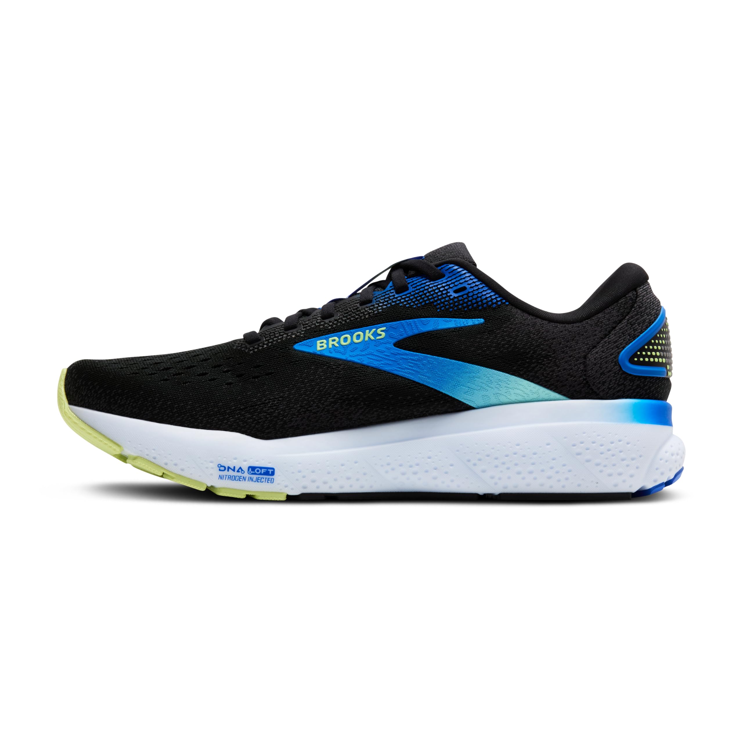 Brooks Ghost 16 Men's Running Shoes Black Cobalt Neo Yellow Slip Resistant