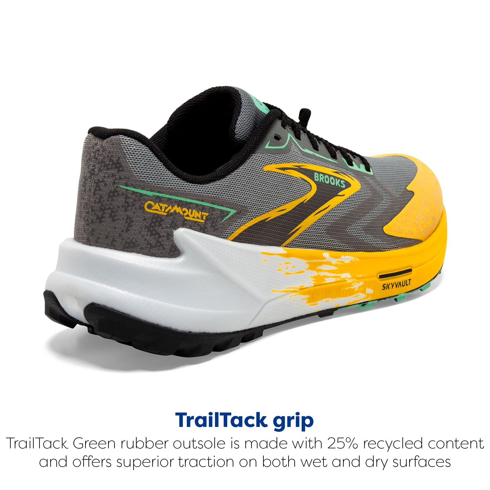 Brooks Men Catamount 3 Trail Running Shoe Leather Lemon Chrome Sedona Sage Lightweight