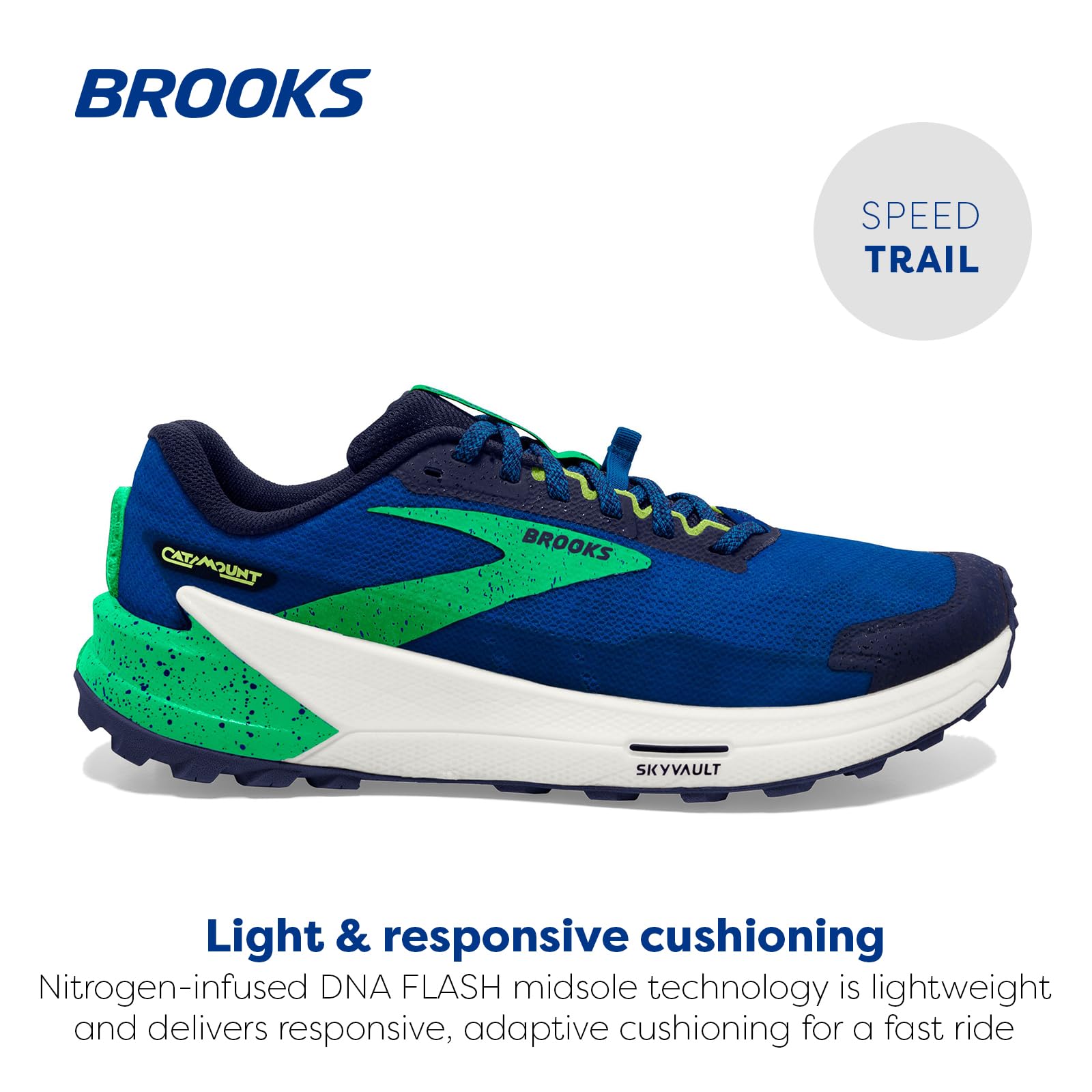 Brooks Men's Catamount 2 Trail Running Shoes Cotton Blue Surfing the Web Green