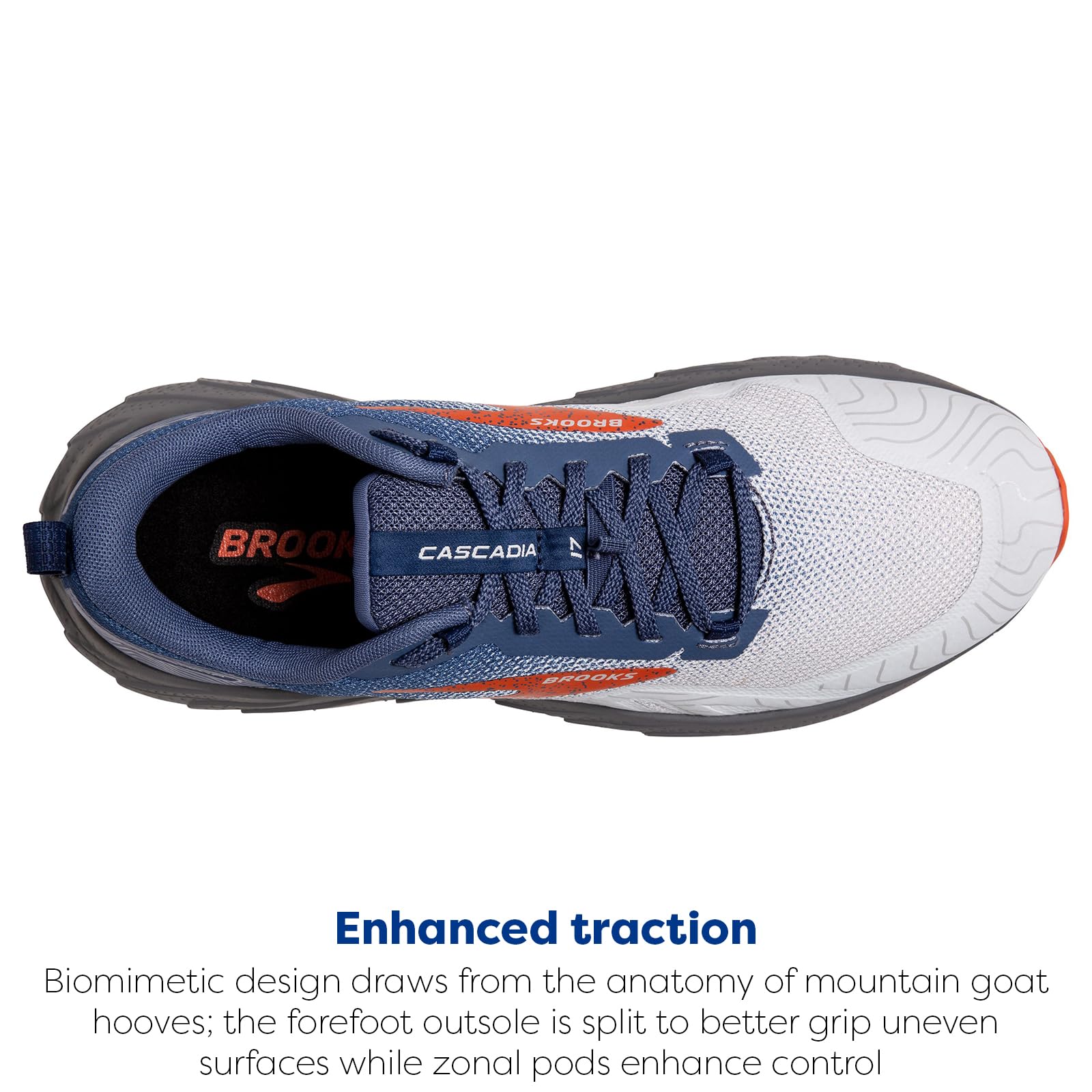 Brooks Men Cascadia 17 Running Shoes Mesh Blue Navy Firecracker