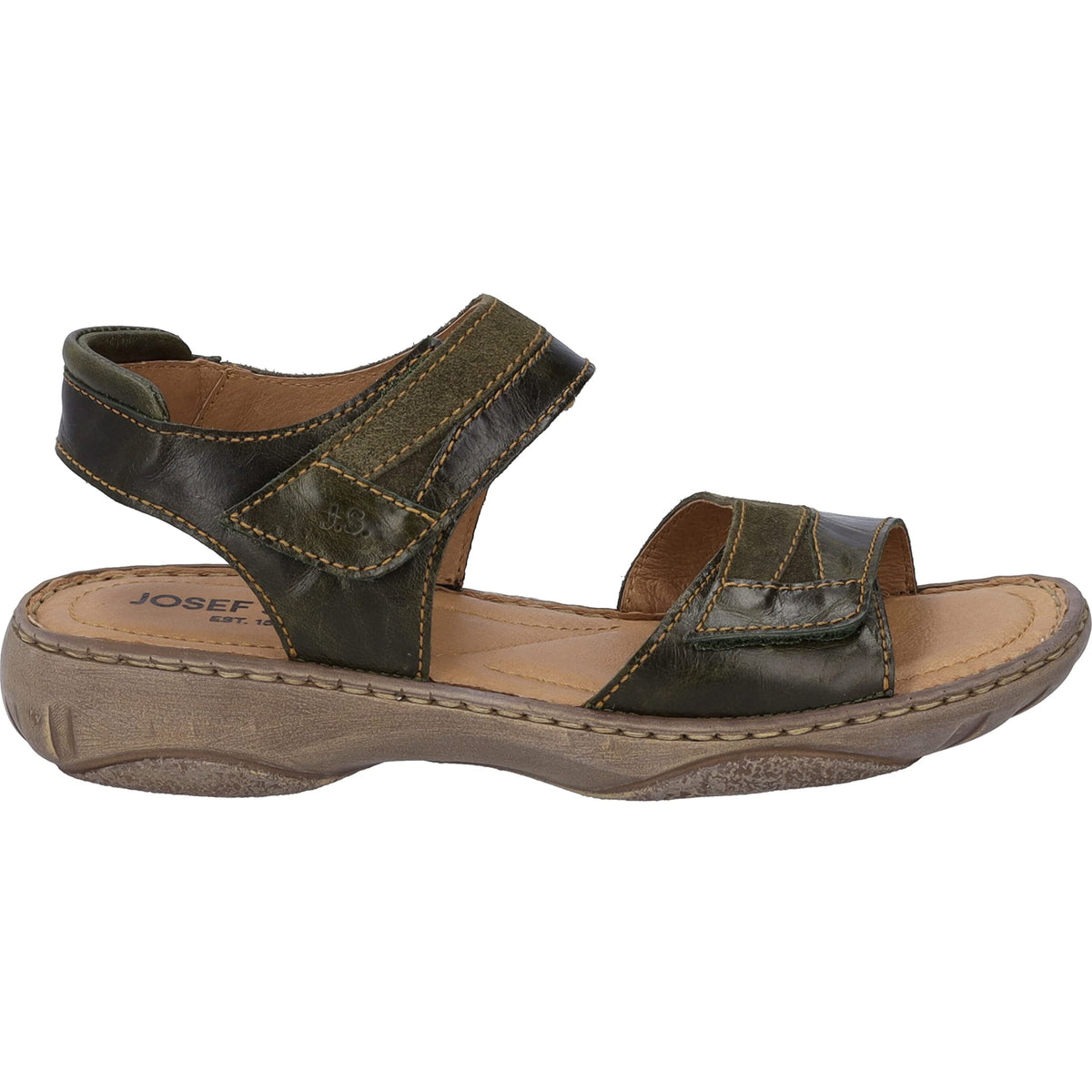 Josef Seibel Women Sandals Leather Moos Green Size 41 EU Klettverschluss