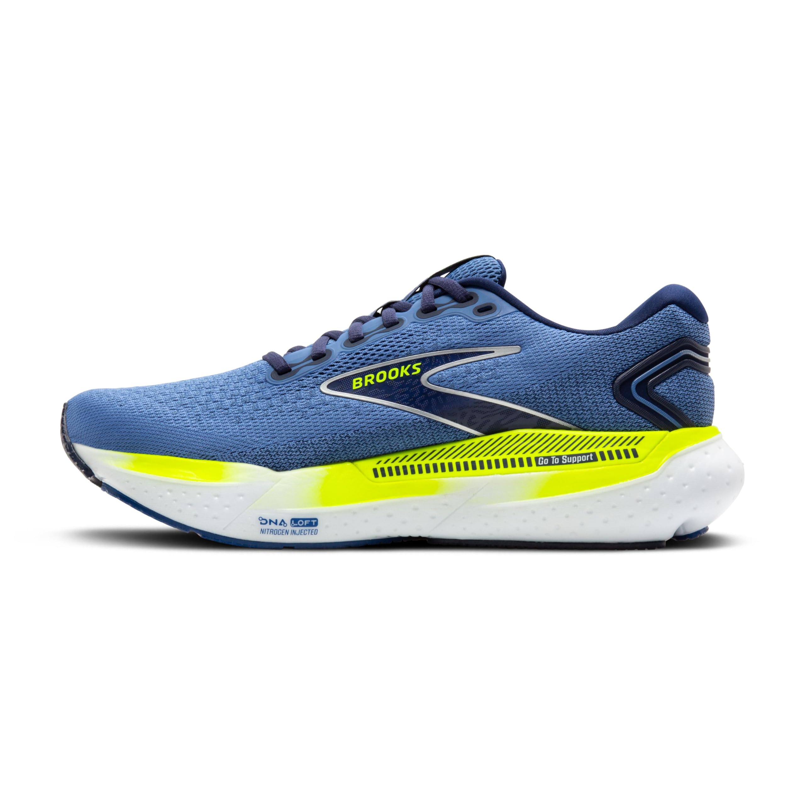Brooks Glycerin GTS 21 Men's Road Running Shoes Plush Blue Peacoat Lemon