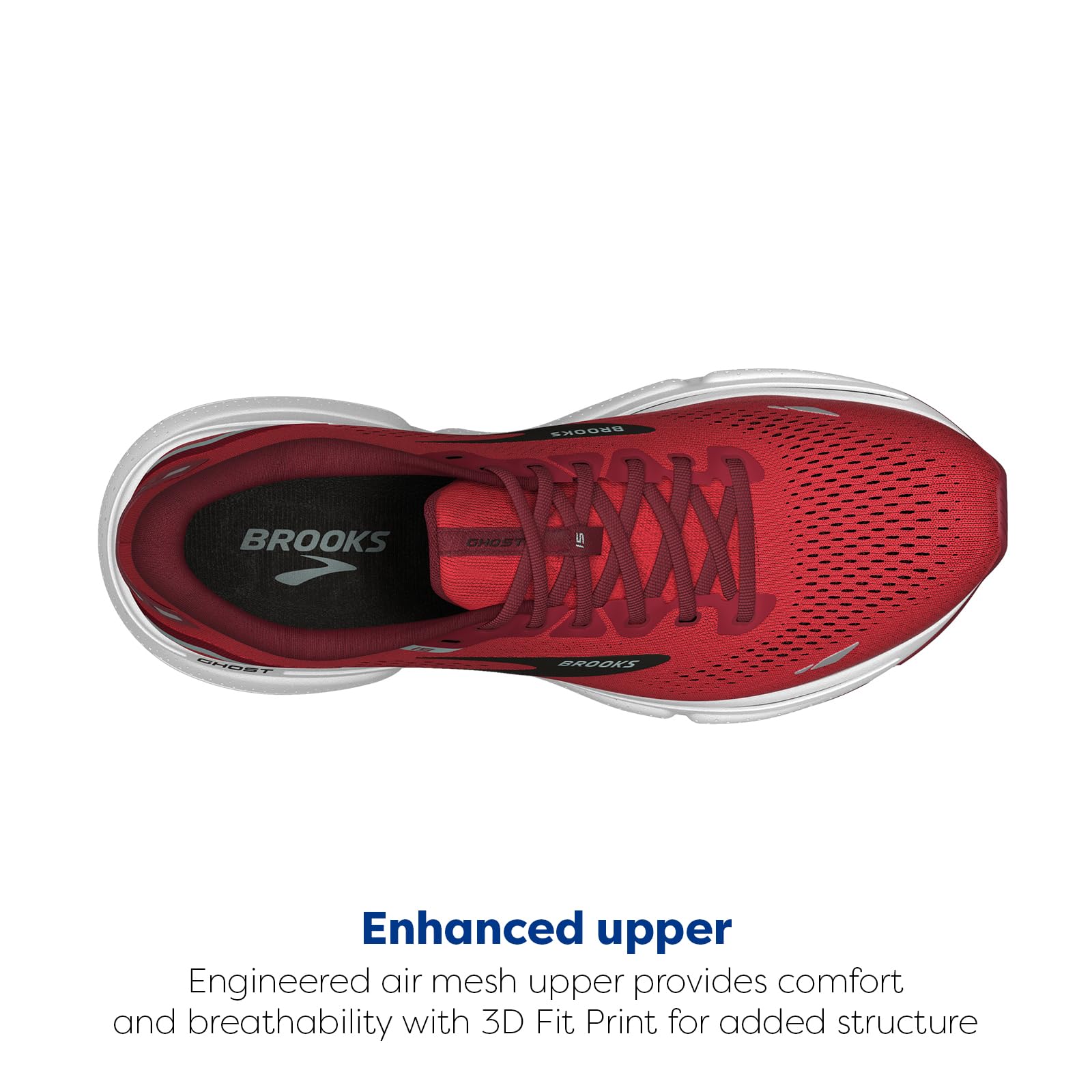Brooks Ghost 15 Men's Road Running Shoes Mesh Red Blue Haze White Lightweight