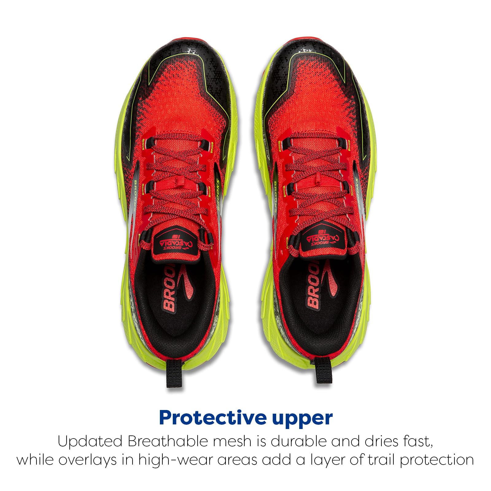 Brooks Cascadia 18 Men's Trail Running Shoes Lightweight Flexible Cherry Tomato Lime Black