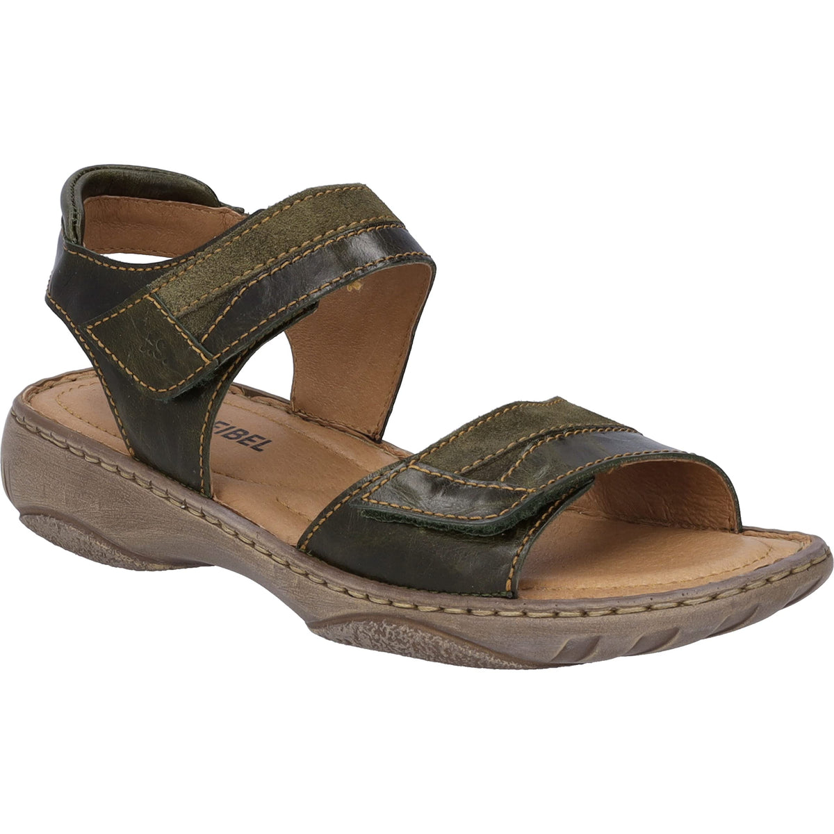 Josef Seibel Women Sandals Leather Moos Green Size 41 EU Klettverschluss