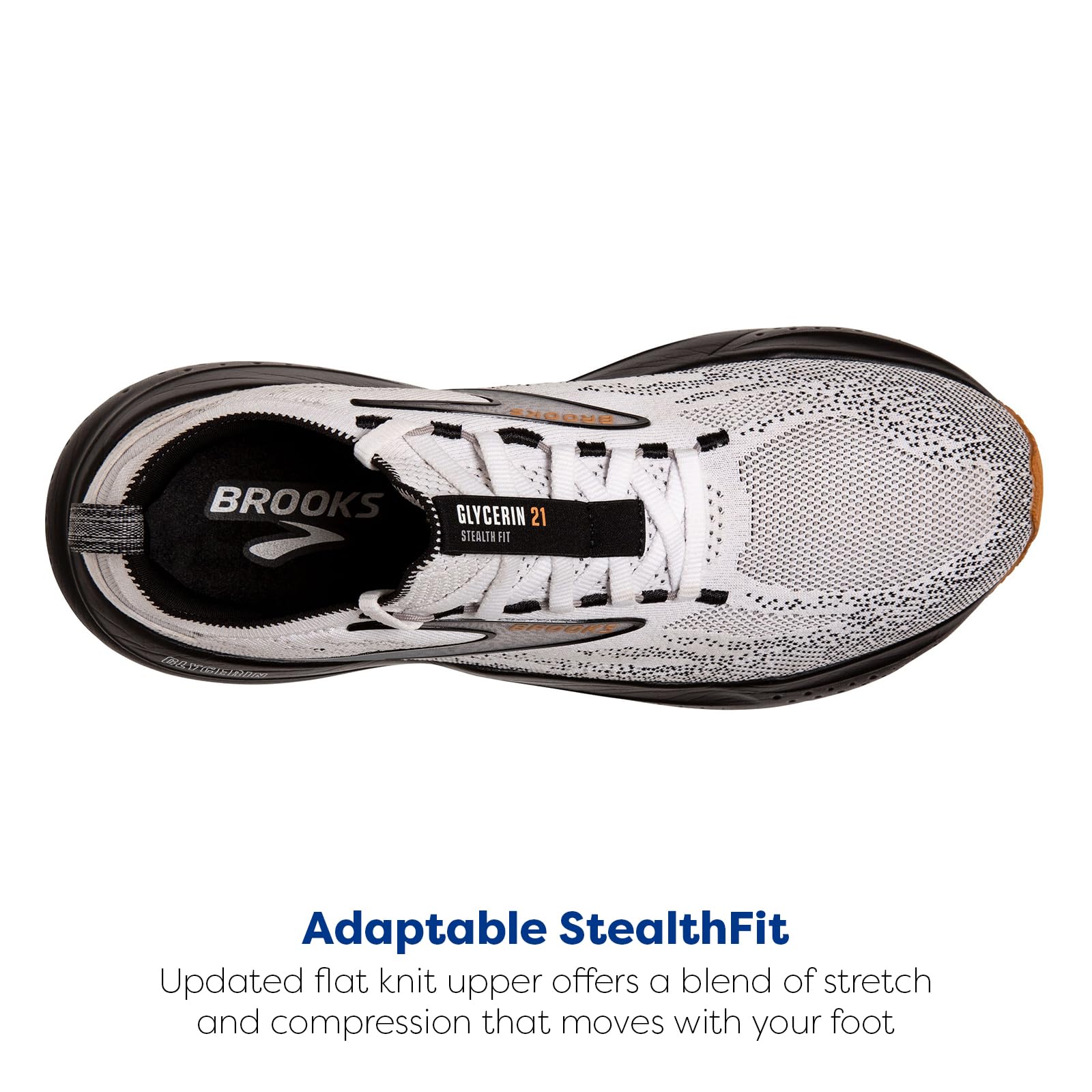 Brooks Glycerin Stealthfit 21 Men Road Running Shoes White Grey Black Synthetic