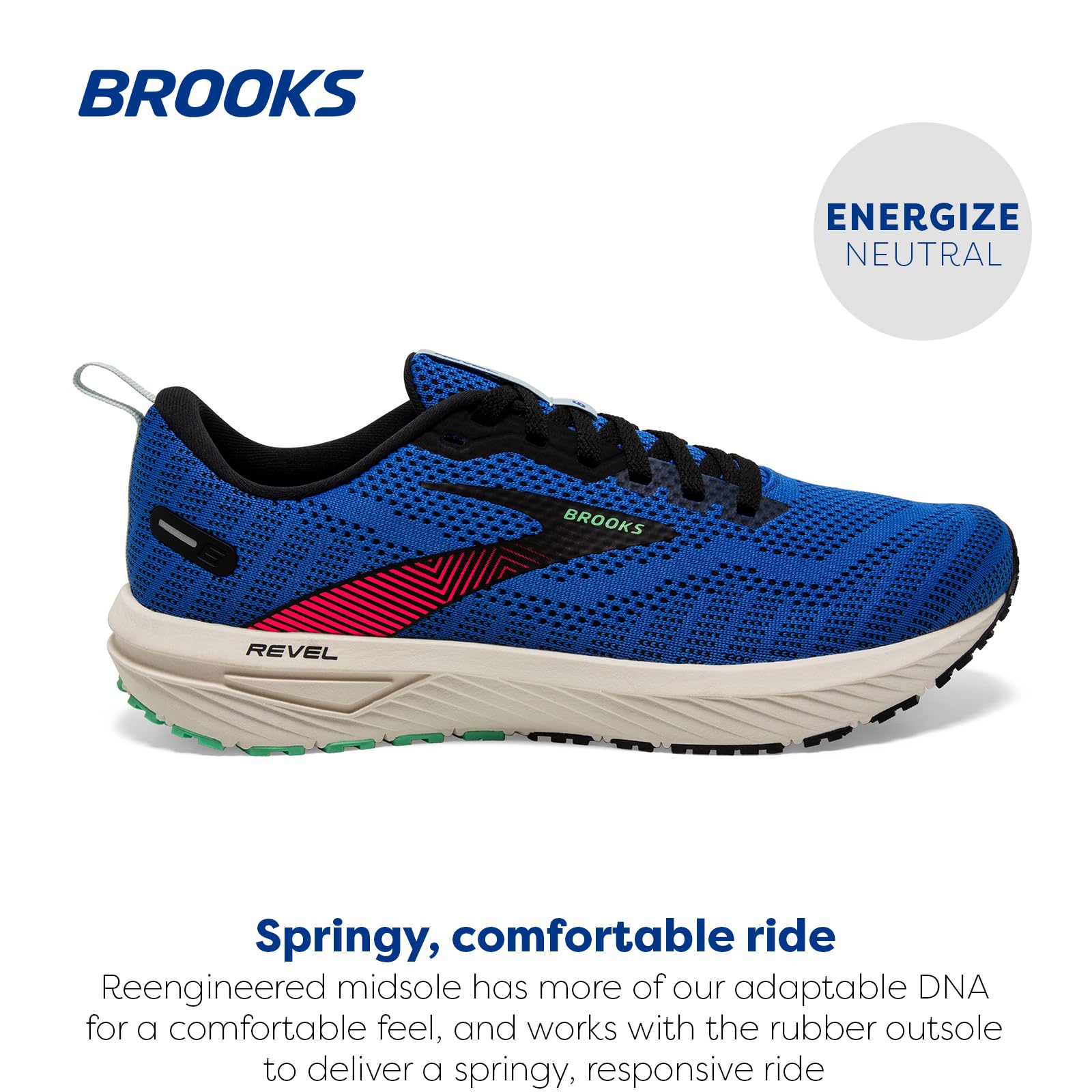 Brooks Revel 6 Men Road Running Shoes Mesh Victoria Blue Black Spring Bud Lightweight