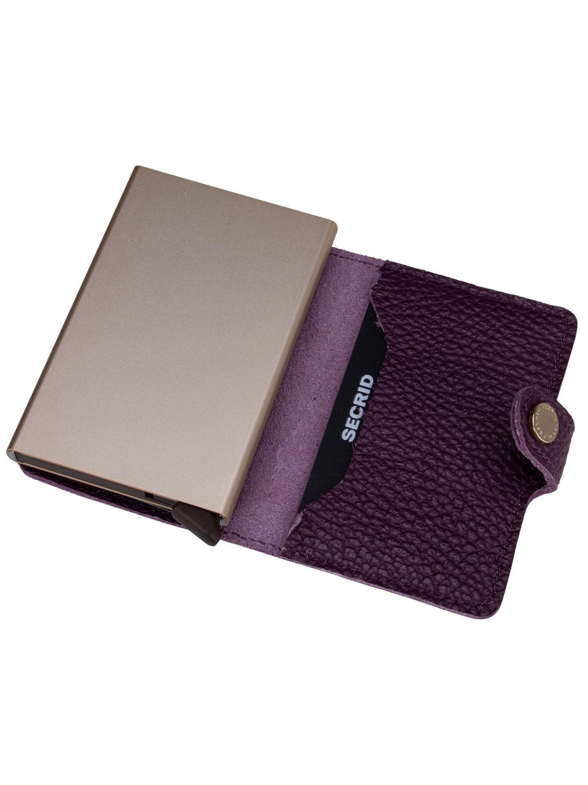 Secrid Miniwallet Pebble Leather Wallet - Grape with Card Holder