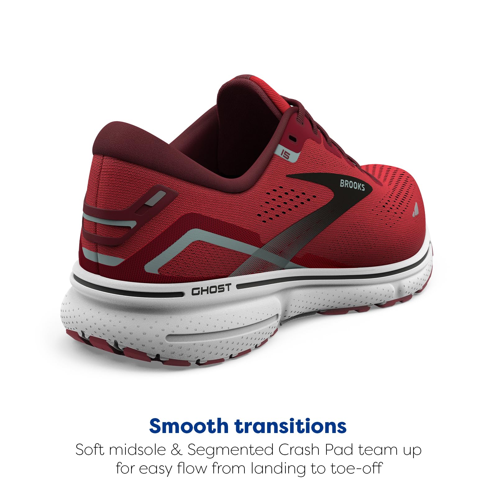 Brooks Ghost 15 Men's Road Running Shoes Mesh Red Blue Haze White Lightweight