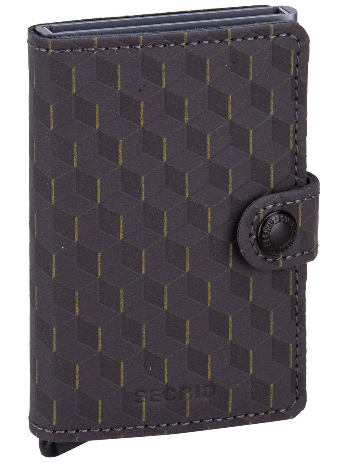 Secrid Miniwallet Optical RFID Wallet - Grey Yellow Leather with Card Protector