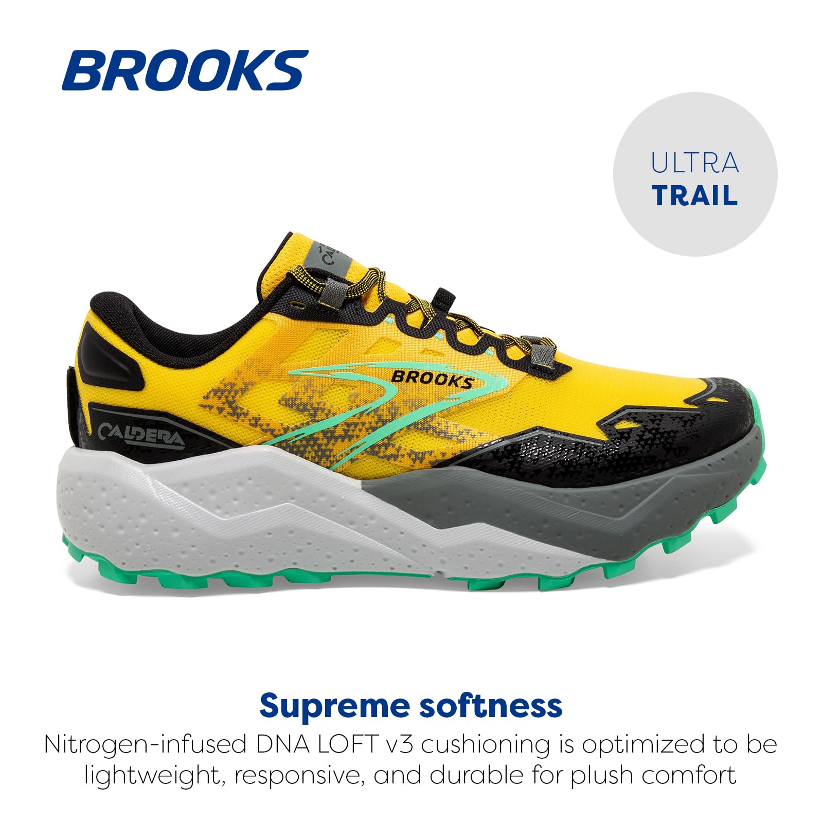 Brooks Caldera 7 Men Trail Running Shoes Mesh Lemon Chrome Black Springbud