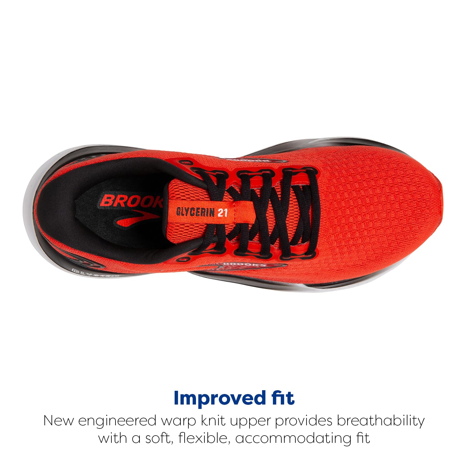 Brooks Men’s Glycerin 21 Road Running Shoes Grenadine Salsa Black Slip Resistant