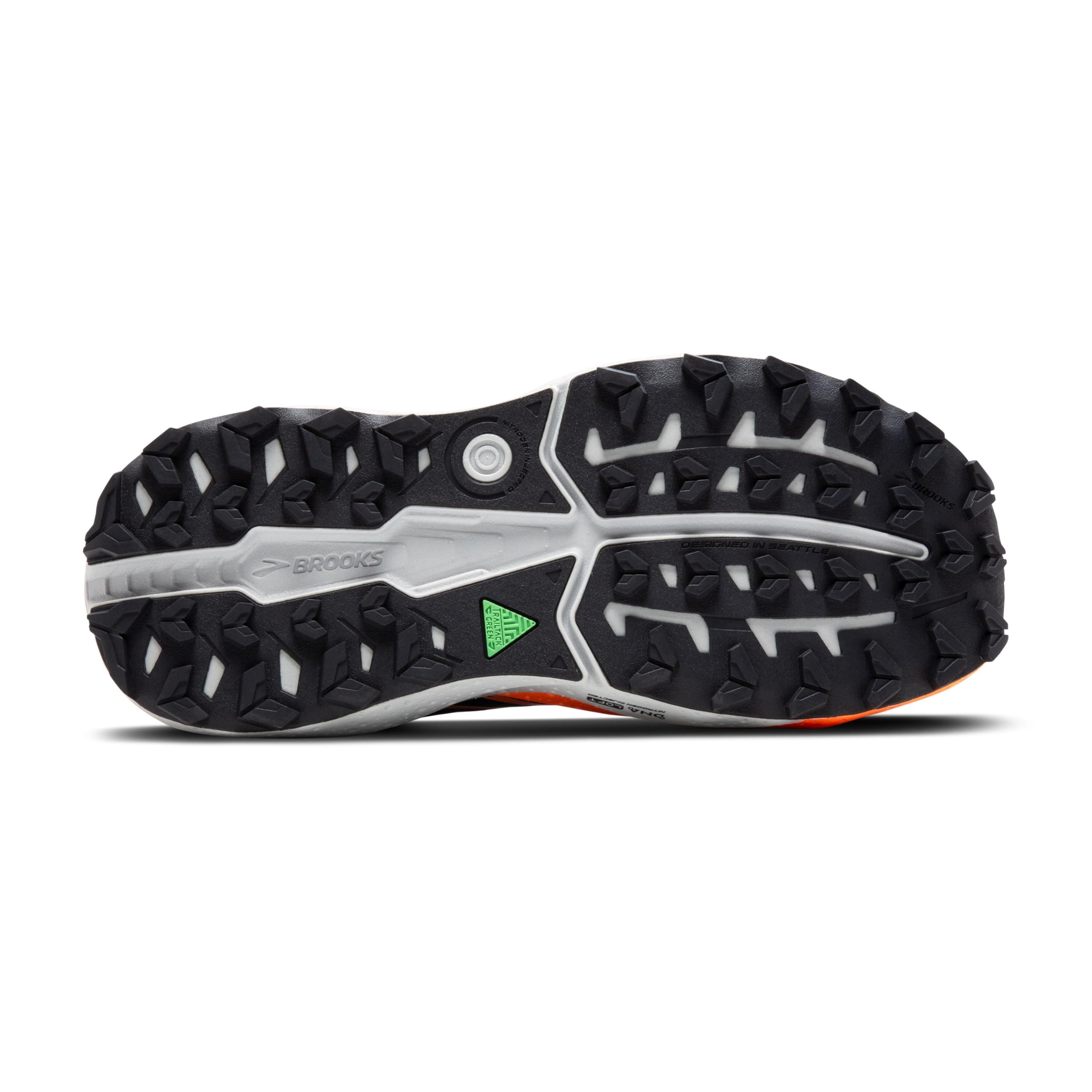 Brooks Caldera 7 Men Trail Running Shoes Ebony Blue Sapphire Orange Slip Resistant