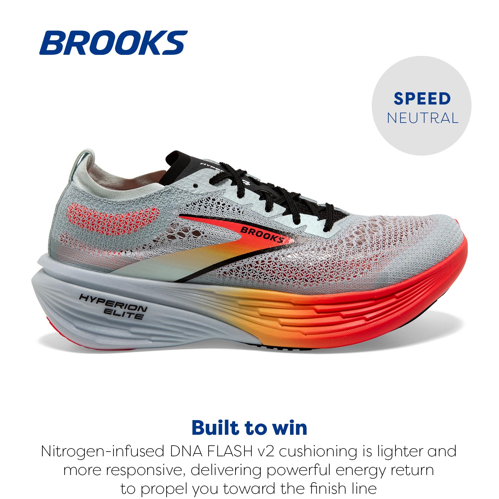 Brooks Hyperion Elite 4 Men Road Running Shoes Lightweight Blue Coral Orange