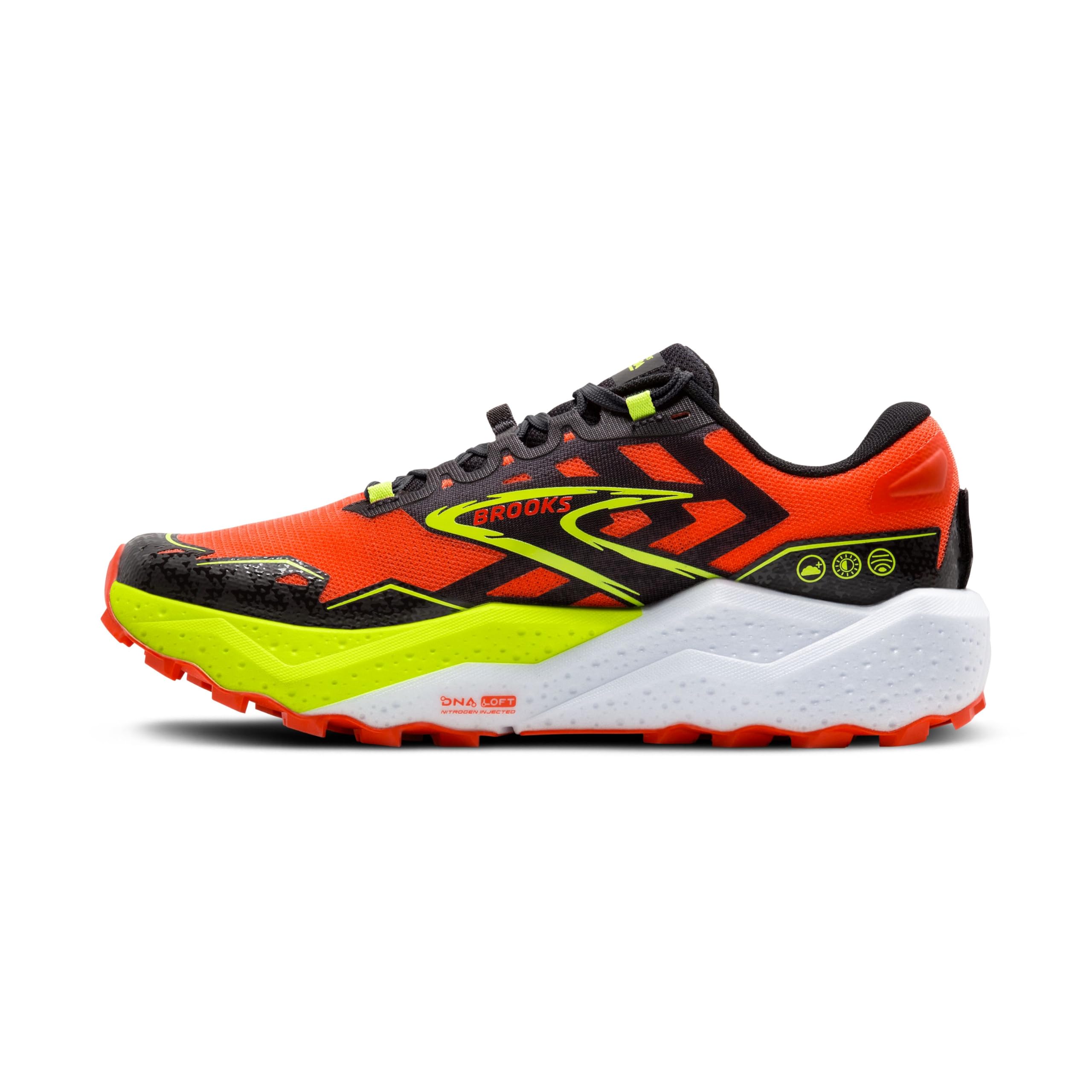 Brooks Caldera 7 Men Trail Running Shoes Cotton Cherry Tomato Lime