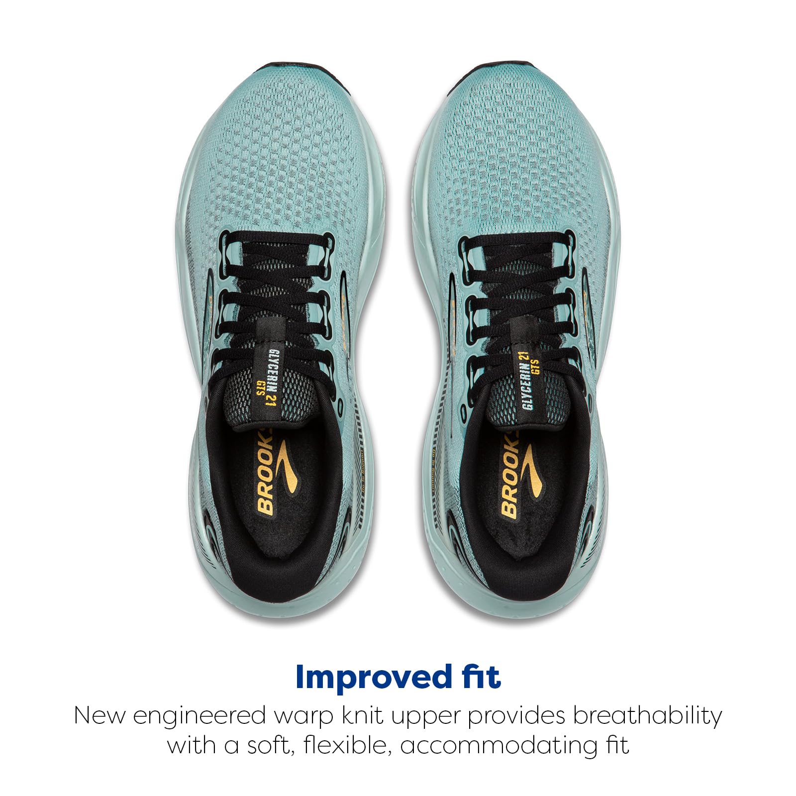Brooks Glycerin Gts 21 Men Road Running Shoes Blue Nightlife Black Cotton