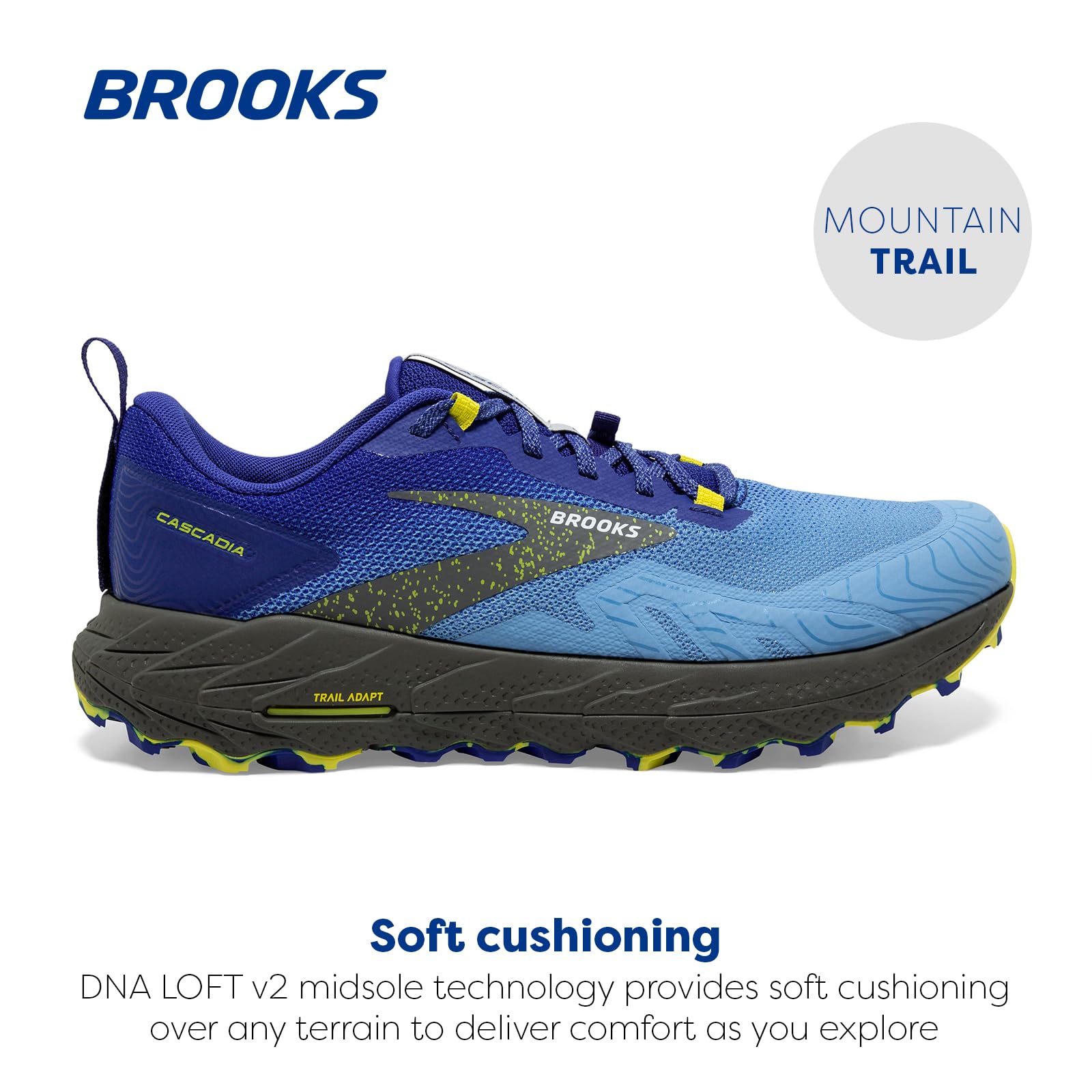 Brooks Cascadia 17 Men's Trail Running Shoes Suede Blue Surf The Web Sulphur