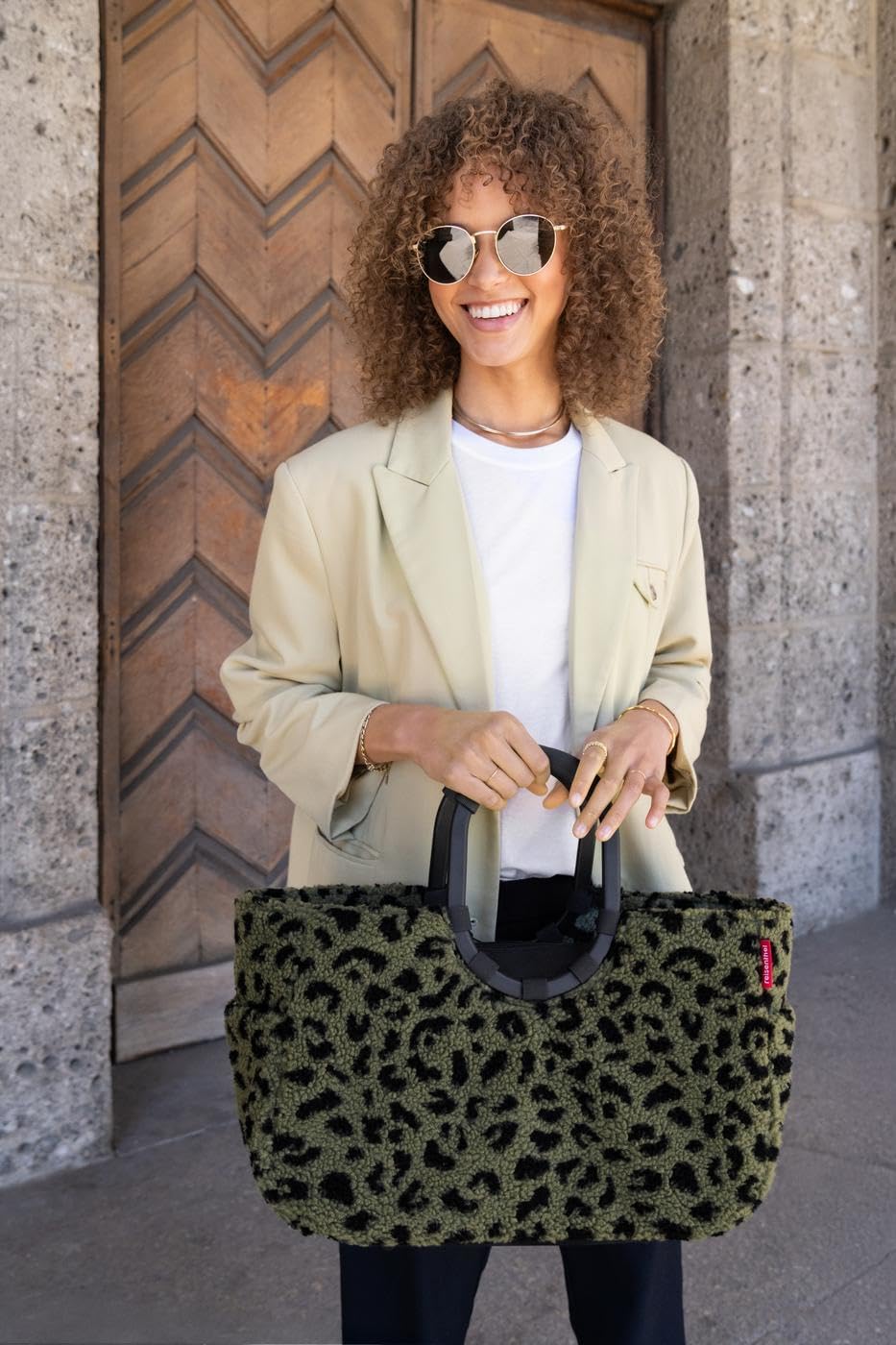 reisenthel loopshopper L Teddy Leo Olive - Reusable Shopping Bag with Pockets, Recycled