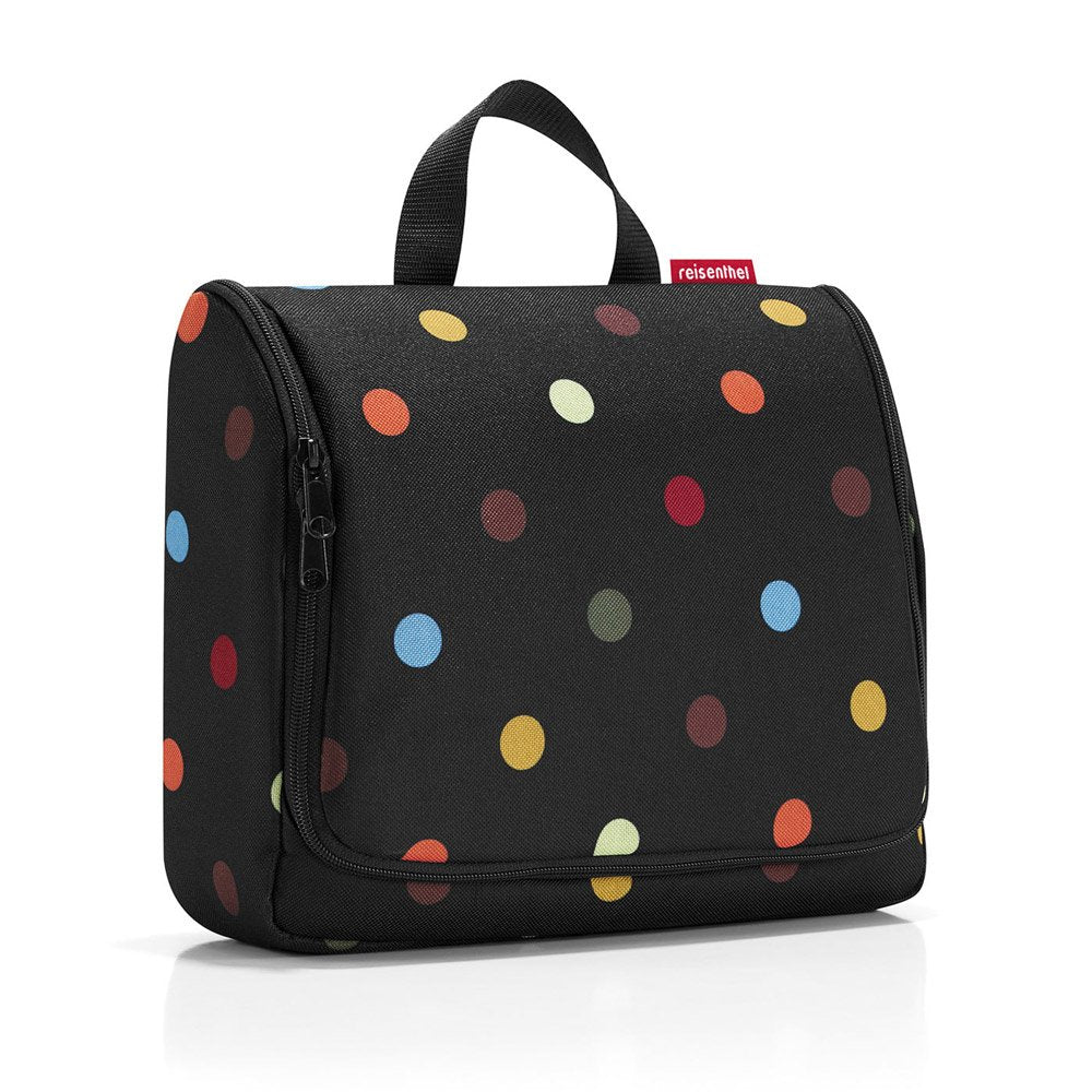 reisenthel Toiletbag XL Dots - Water-Repellent Polyester Cosmetic Bag with Hook