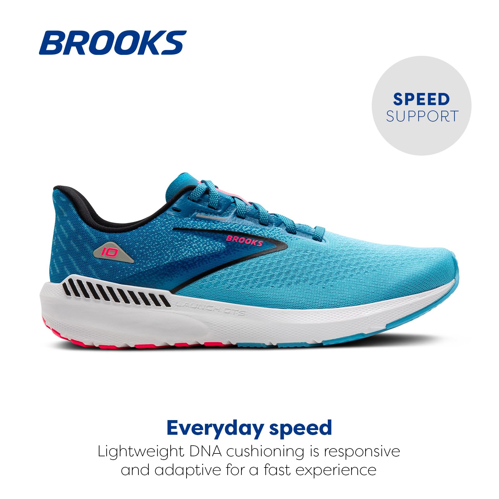 Brooks Launch GTS 10 Men Road Running Shoes Mesh Crystal Seas Blue Jay Black