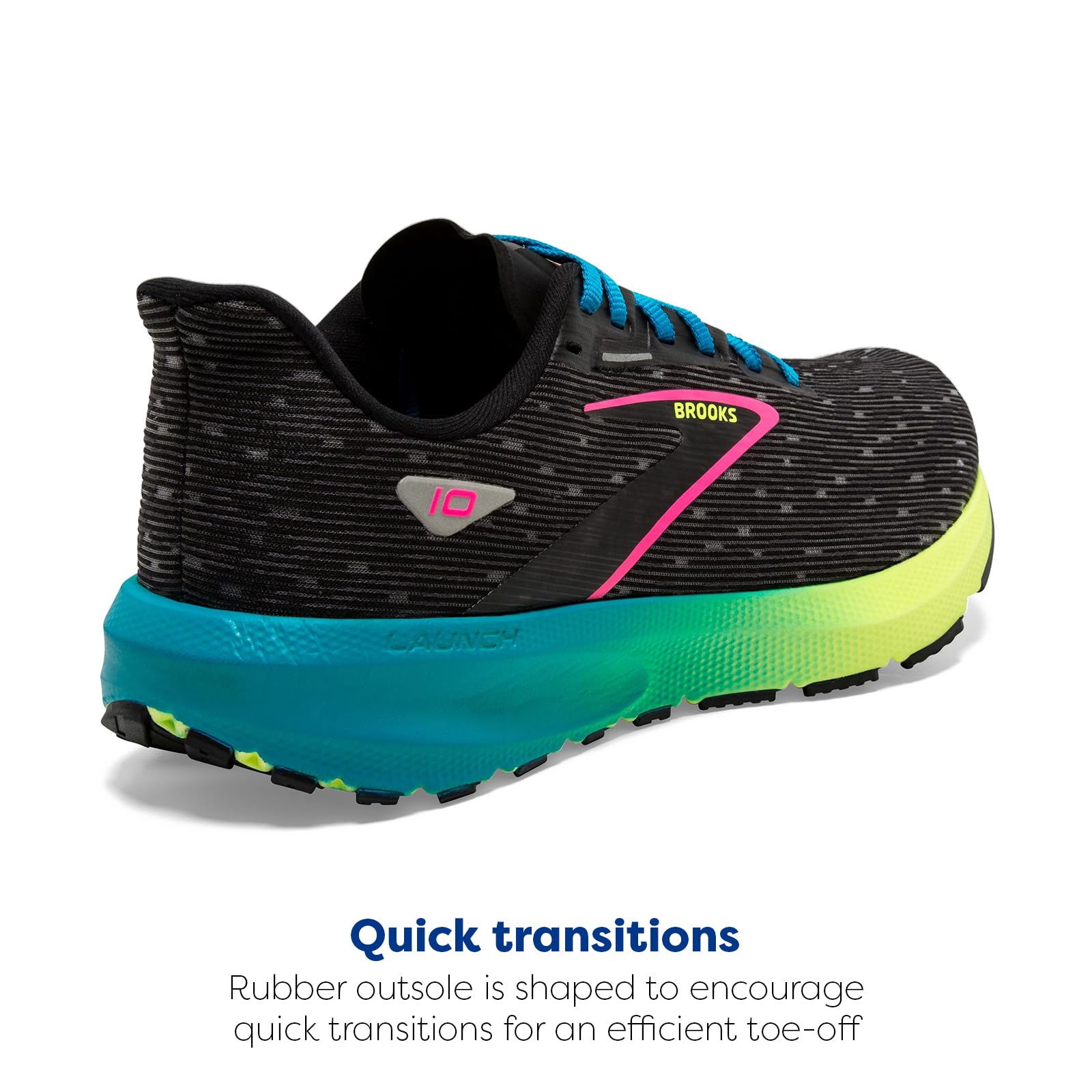 Brooks Men's Launch 10 Road Running Shoes Black Nightlife Blue Canvas Breathable