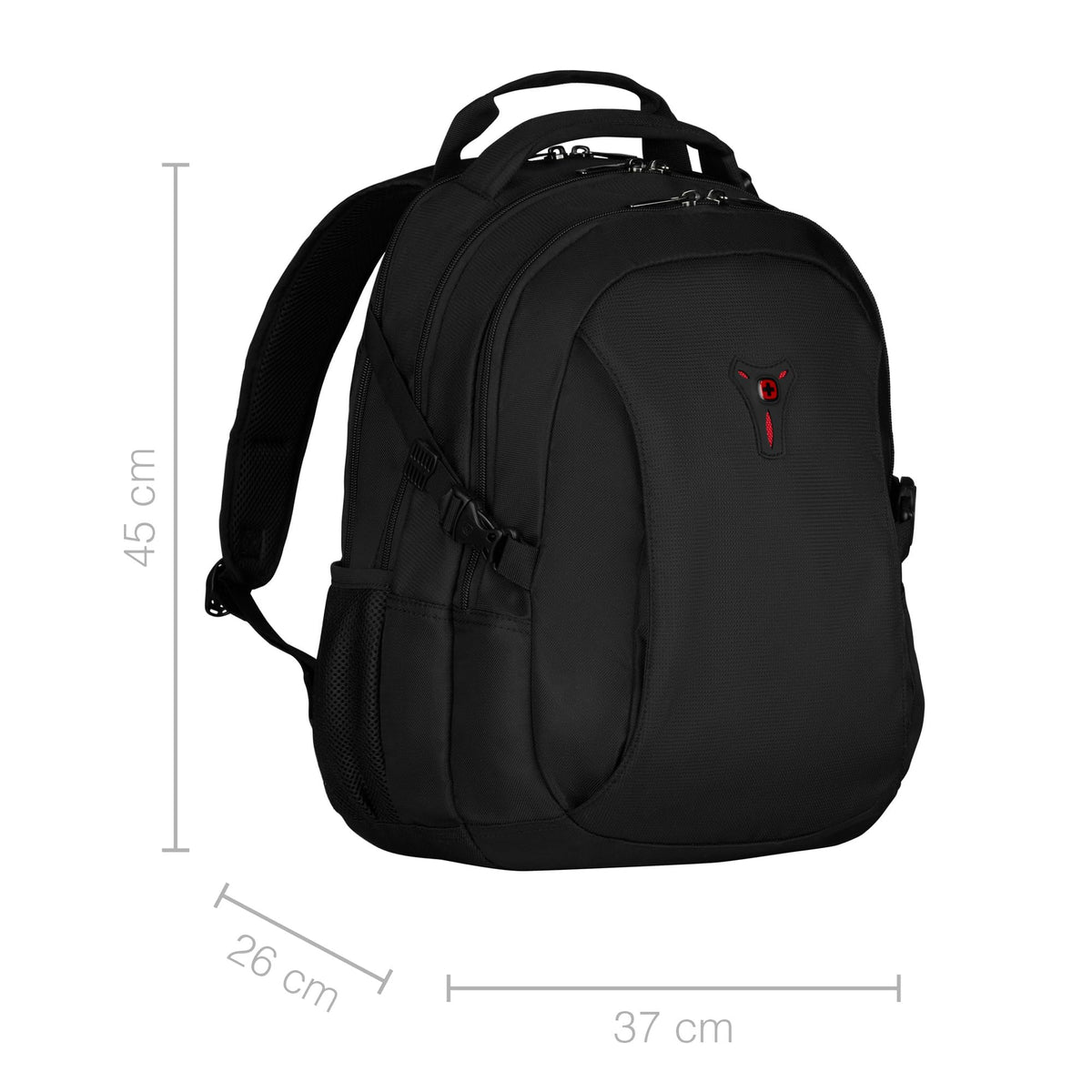 WENGER Sidebar Laptop Backpack 26L - Black Polyester Backpack for 16" Notebook