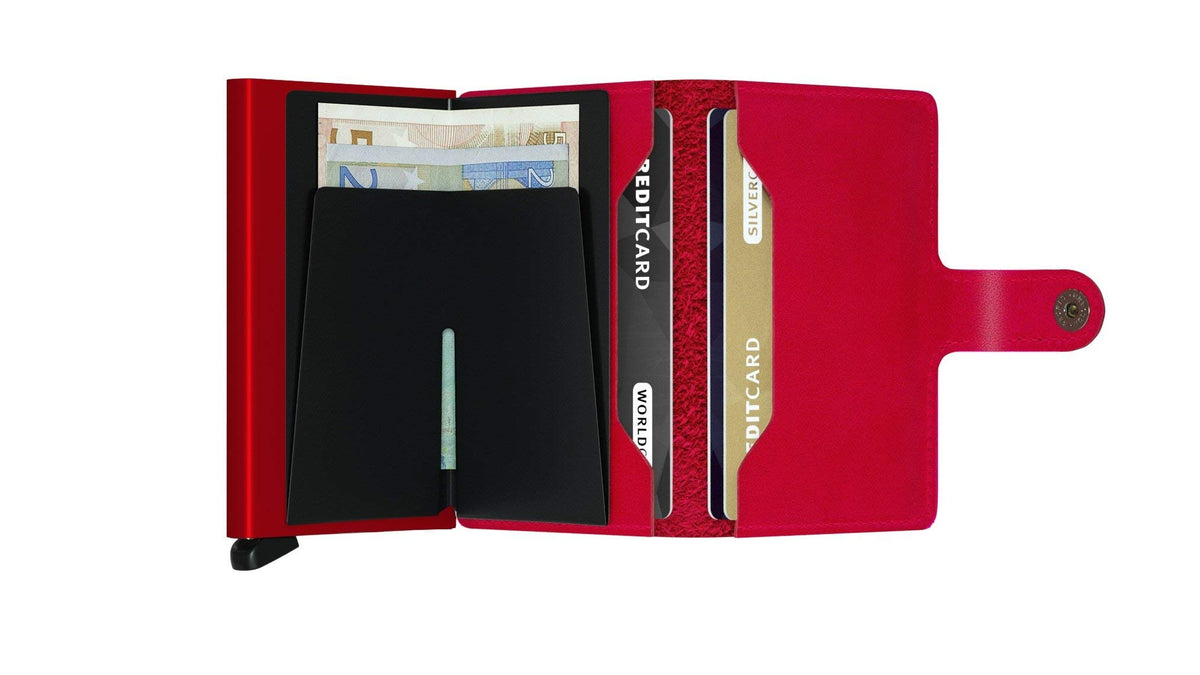 Secrid Miniwallet RFID Card Holder - Red Leather Wallet for Men and Women