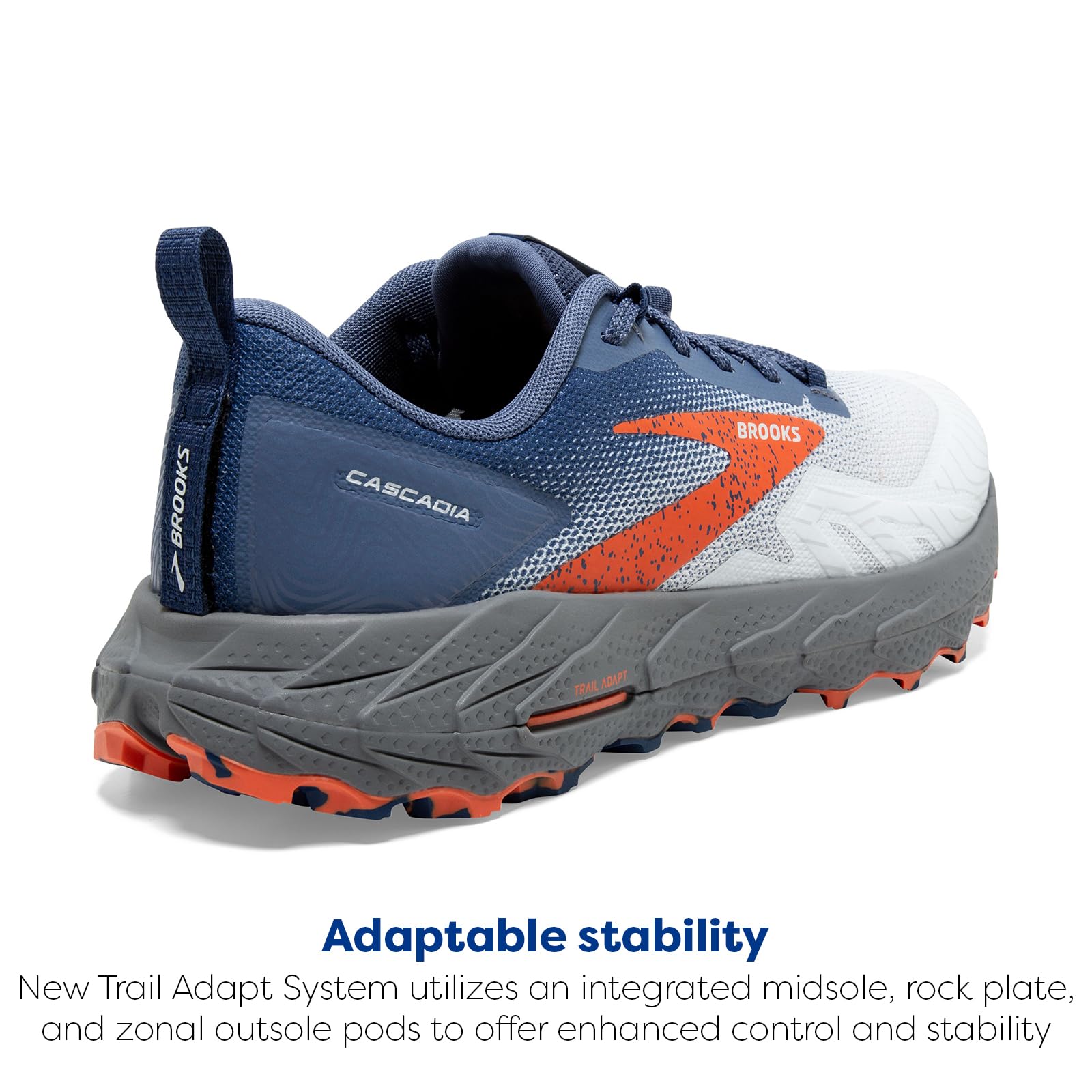 Brooks Men Cascadia 17 Running Shoes Mesh Blue Navy Firecracker