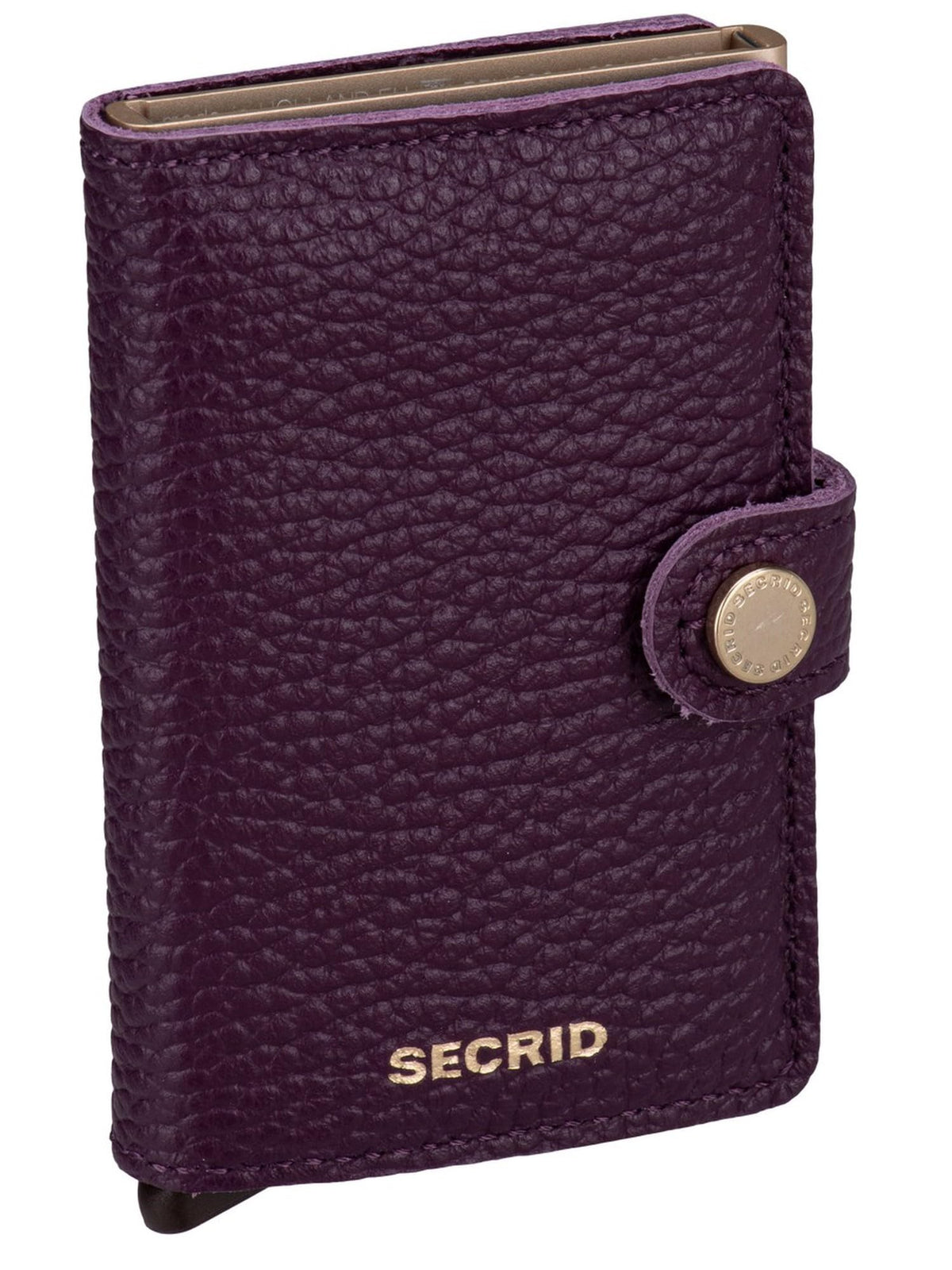 Secrid Miniwallet Pebble Leather Wallet - Grape with Card Holder