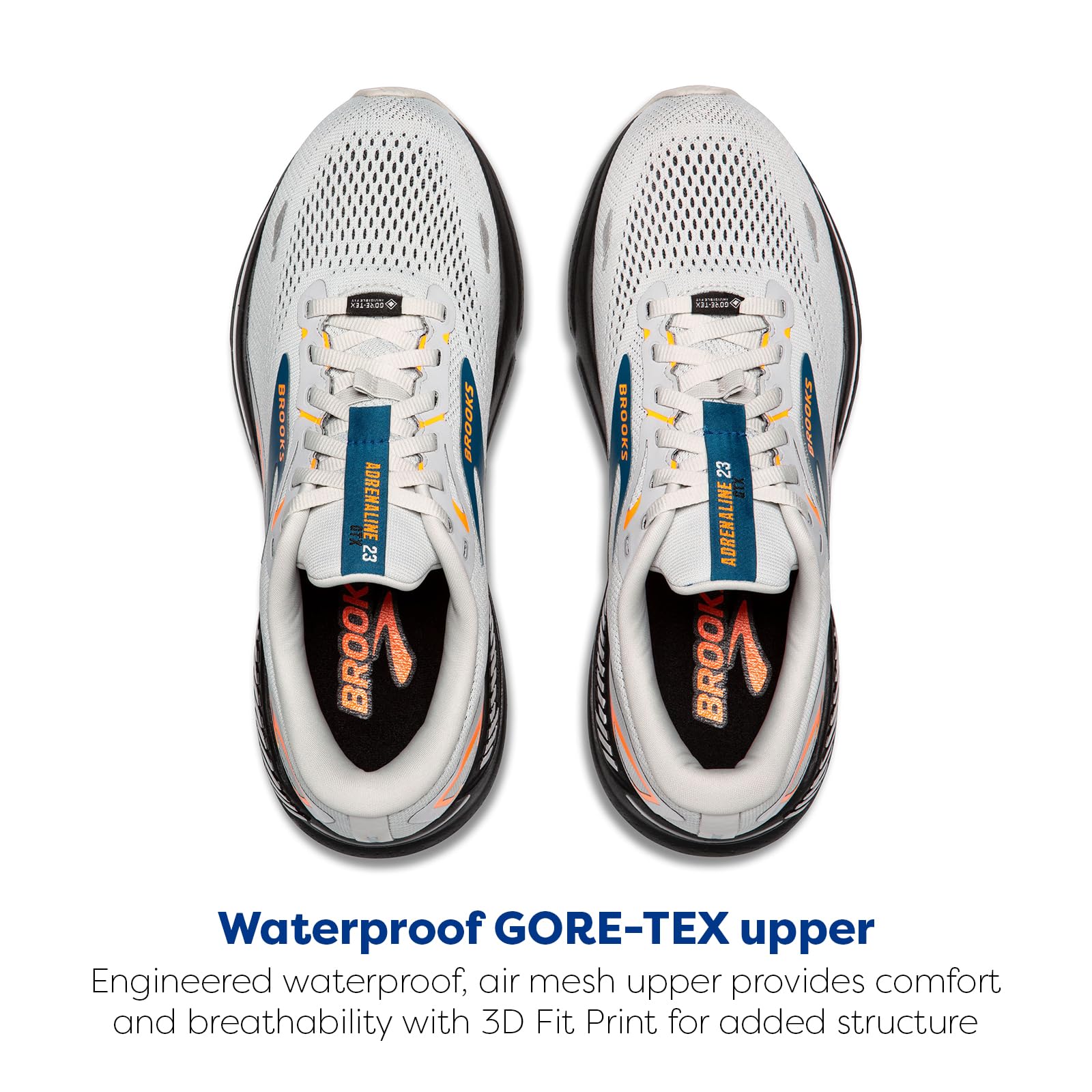 Brooks Adrenaline GTS 23 GTX Men Road Running Shoes Mesh Waterproof Oyster Mushroom