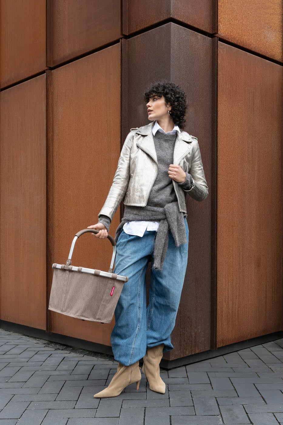 reisenthel Carrybag Herringbone Mocha - Polyester Shopping Basket