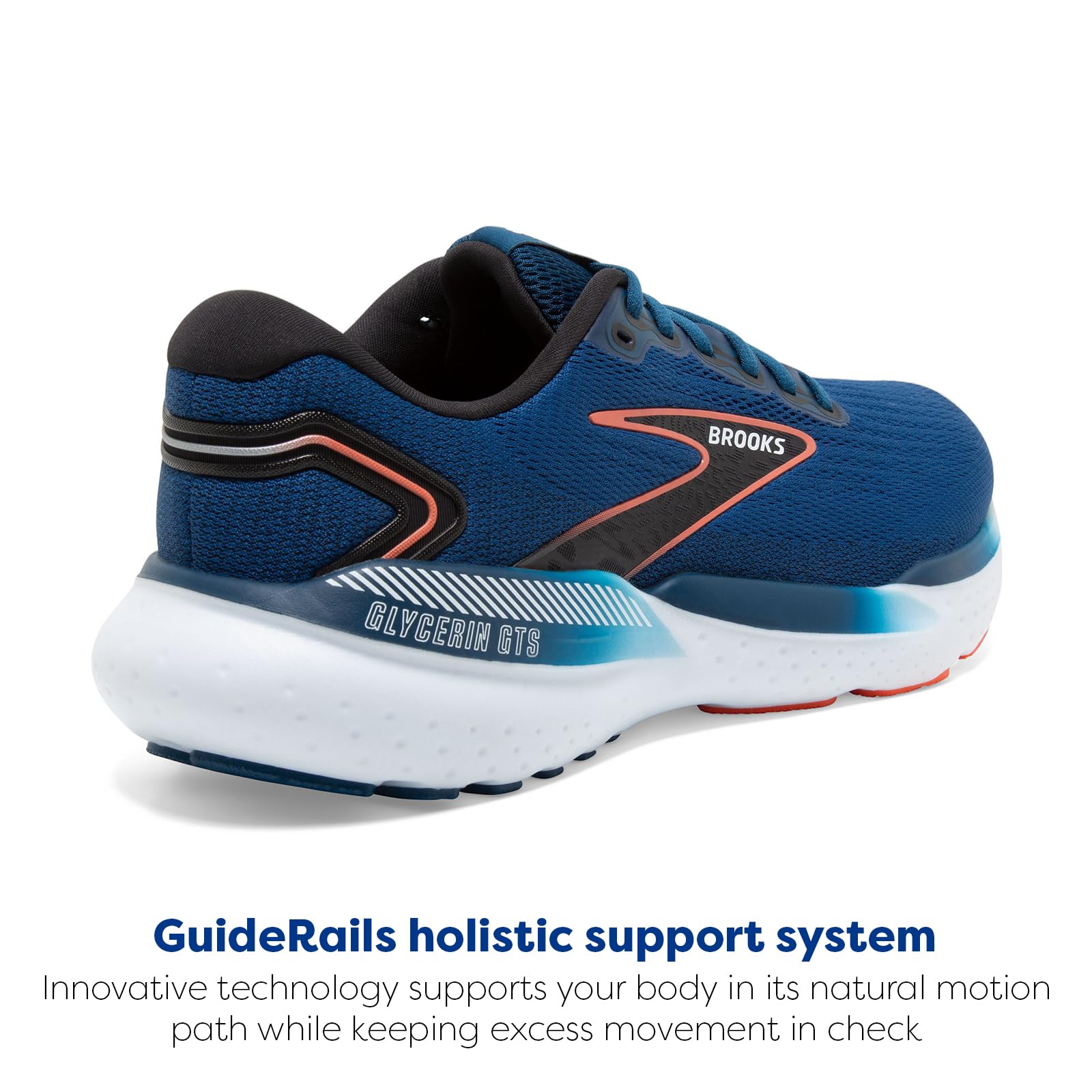 Brooks Men's Glycerin GTS 21 Road Running Shoes Mesh Blue Opal Black Nasturtium