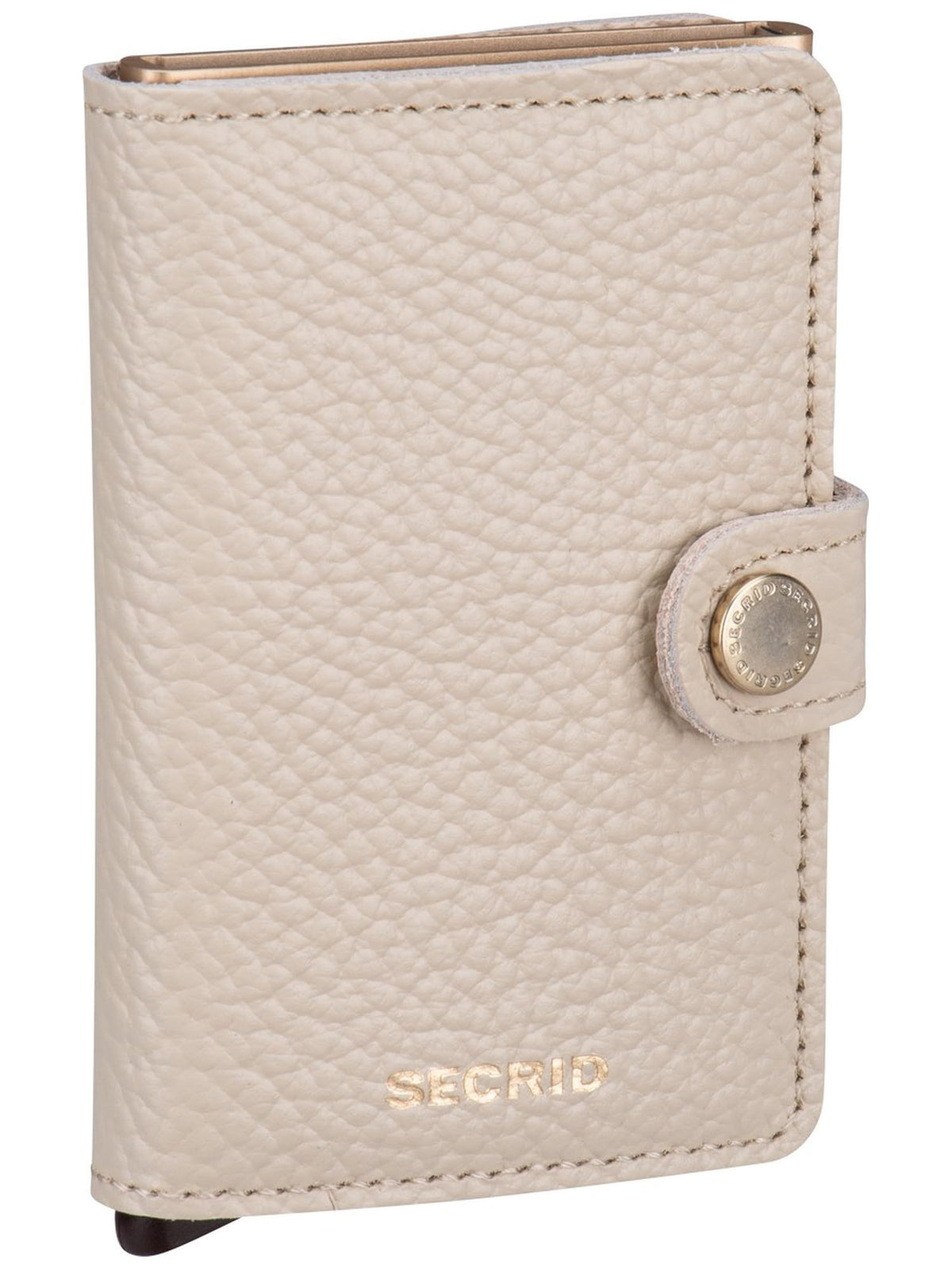 Secrid Pebble Mini Wallet Beige - Embossed Leather Small Purse for Women & Men