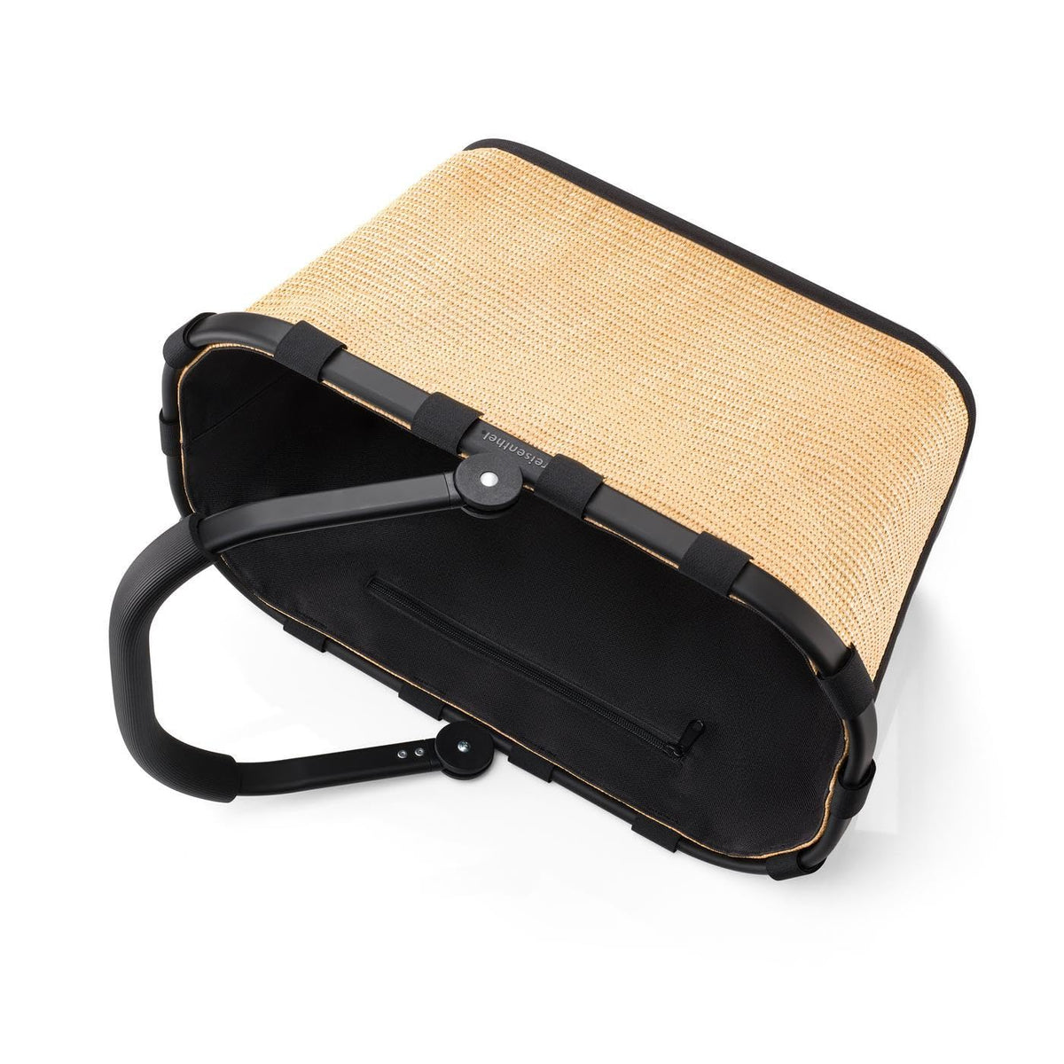 reisenthel carrybag frame raffia black - Stable Shopping Basket with Inner Pocket