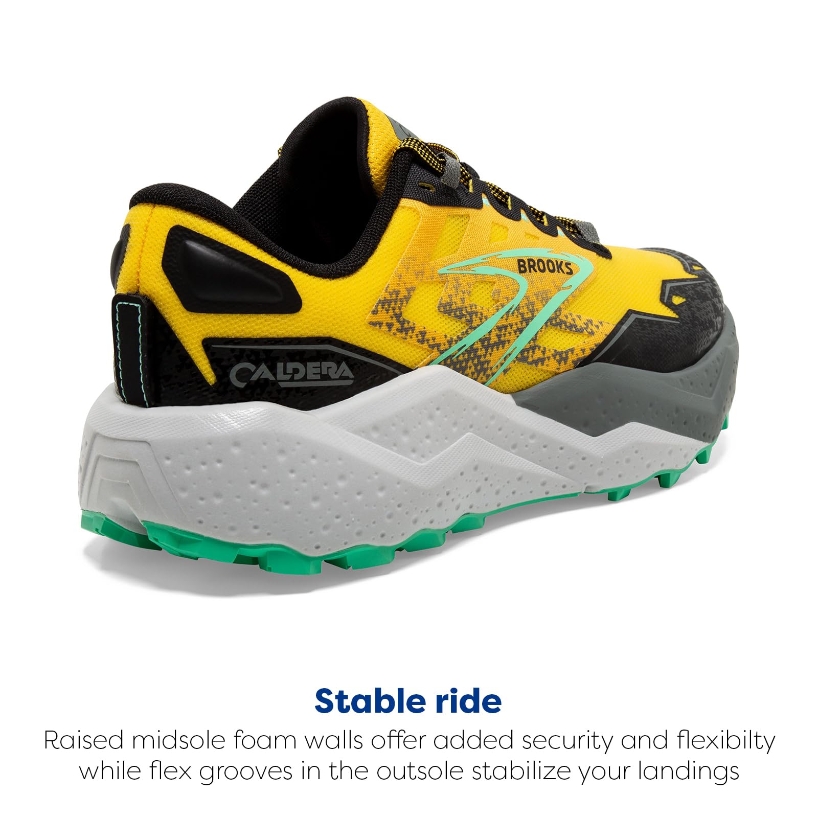 Brooks Caldera 7 Men Trail Running Shoes Mesh Lemon Chrome Black Springbud