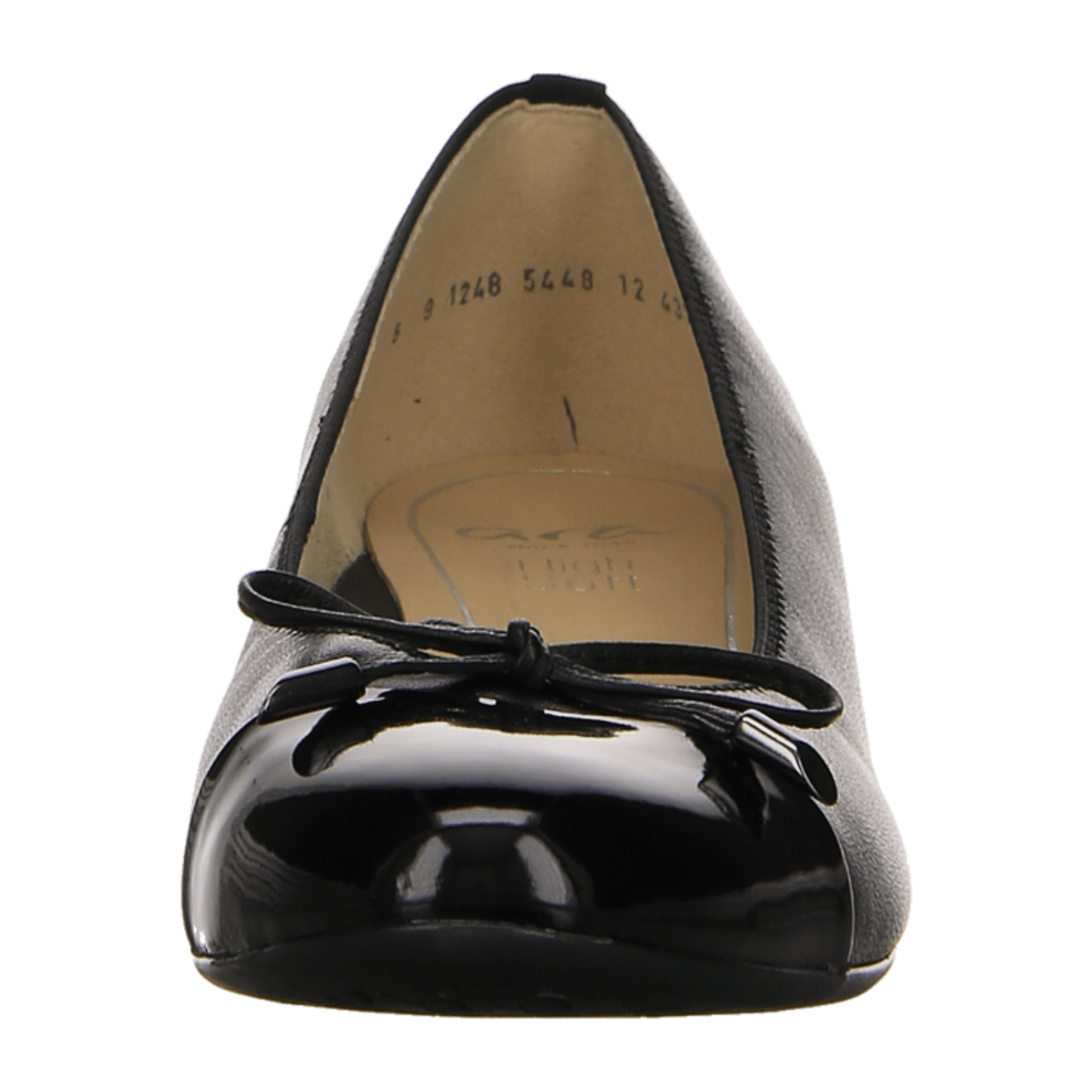 ARA BARI Women's Leather Ballet Flats with Suede Lining and Round Toe in Black
