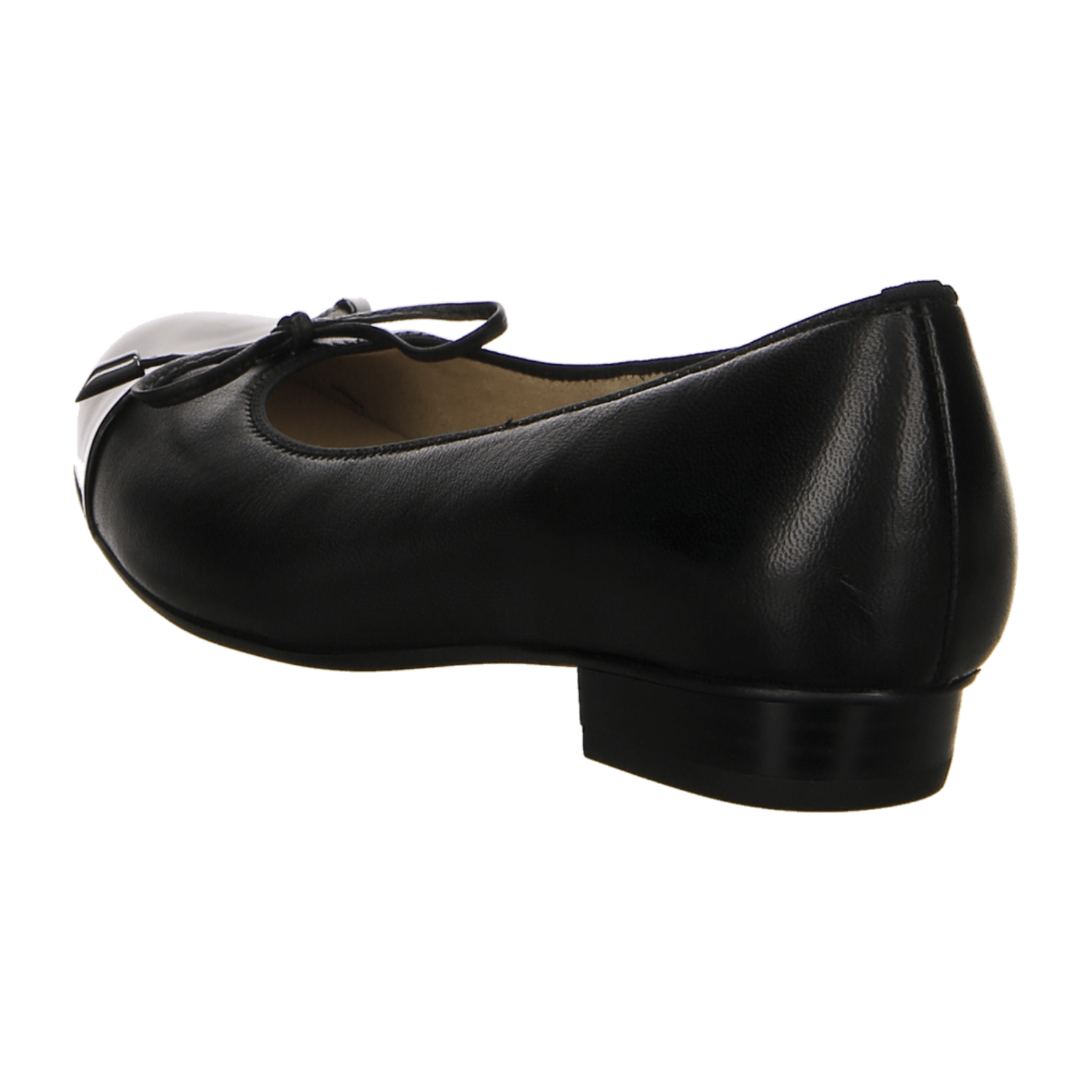 ARA BARI Women's Leather Ballet Flats with Suede Lining and Round Toe in Black