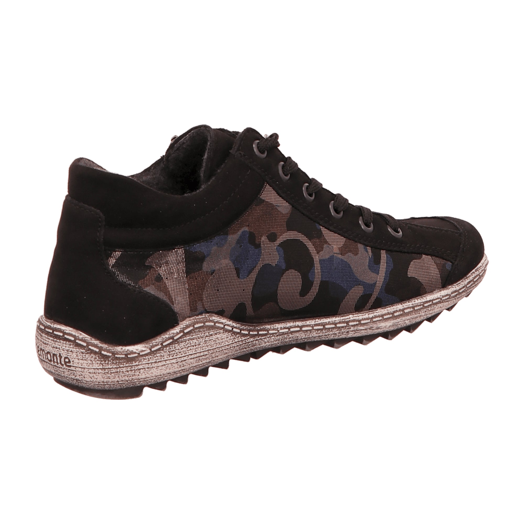 Remonte Comfortable Lace-Up Shoes for Women Black Nubuck Leather Warm Lining