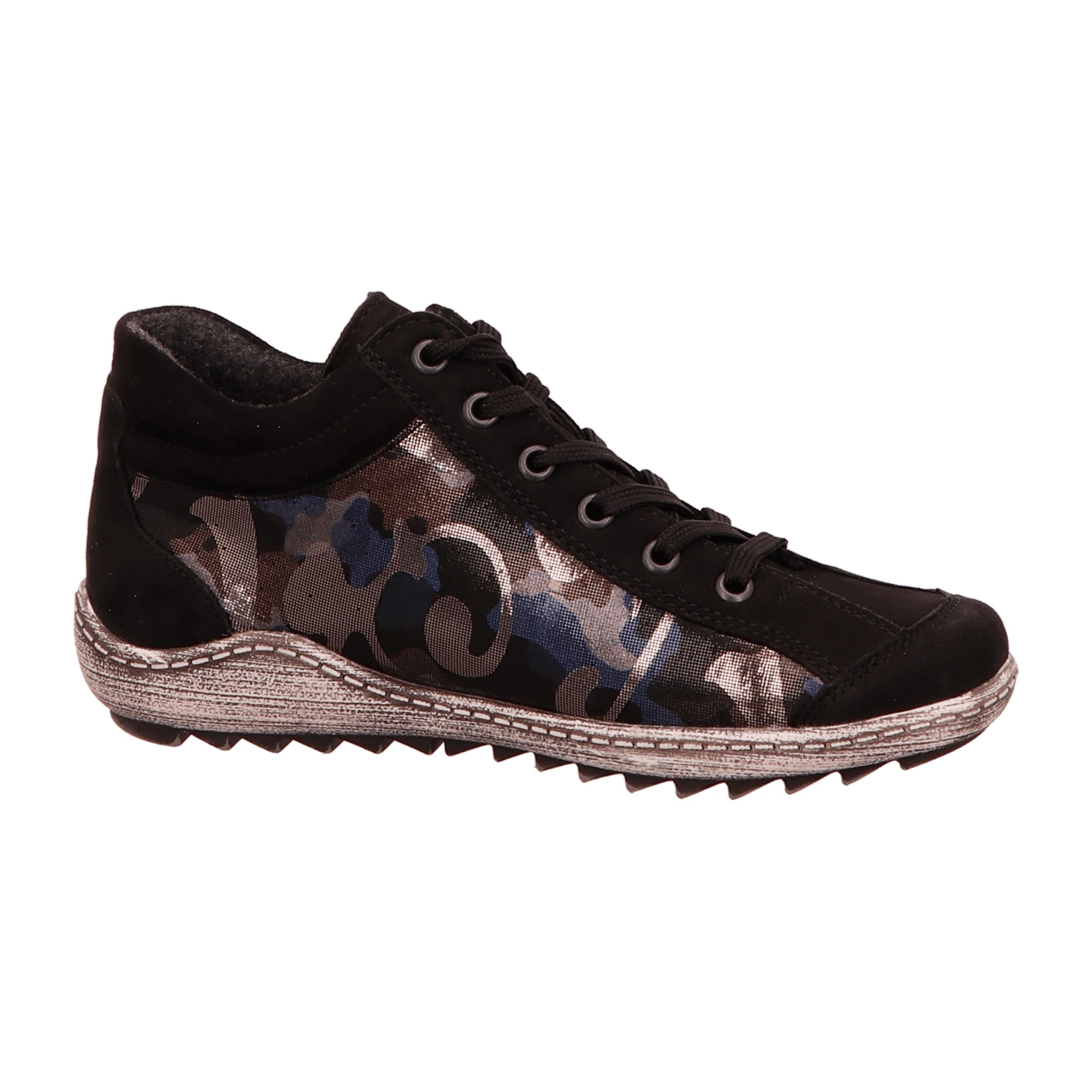 Remonte Comfortable Lace-Up Shoes for Women Black Nubuck Leather Warm Lining