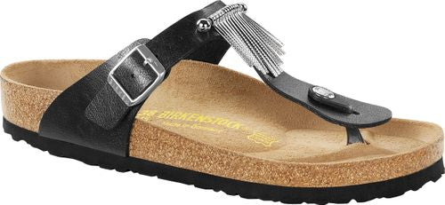 Birkenstock thong sandal Gizeh graceful licorice fringe BF - Bartel-Shop