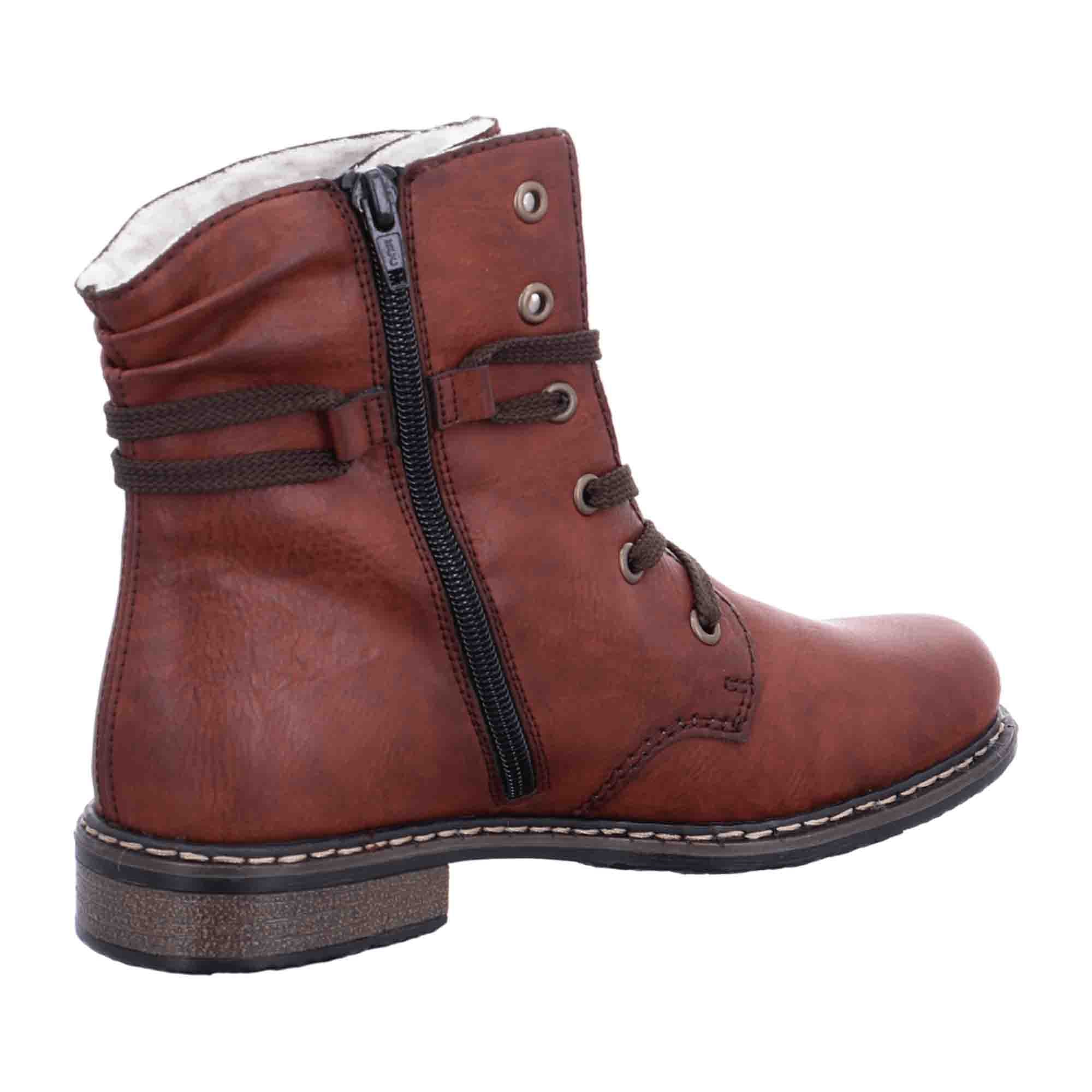 Rieker Women's Brown Lace-Up Ankle Boots with Warm Lining for Winter Comfort - Bartel-Shop