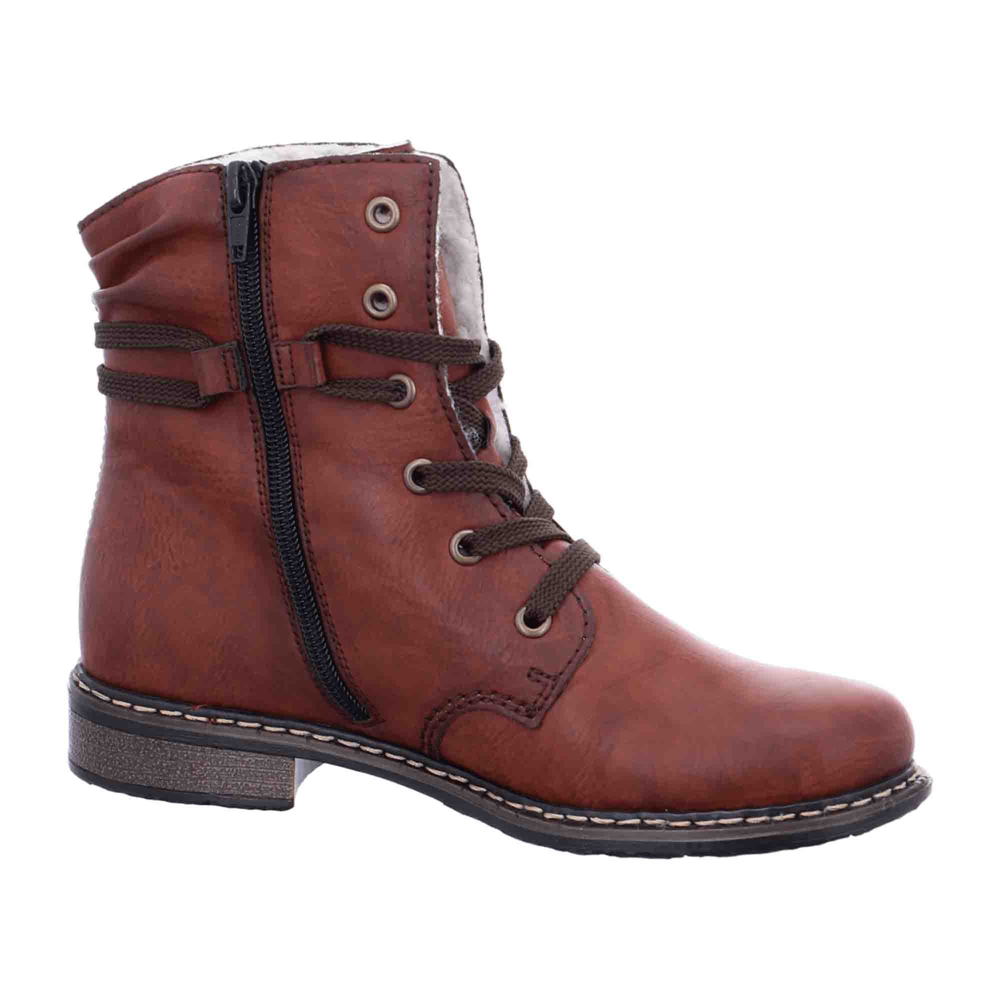 Rieker Women's Brown Lace-Up Ankle Boots with Warm Lining for Winter Comfort - Bartel-Shop