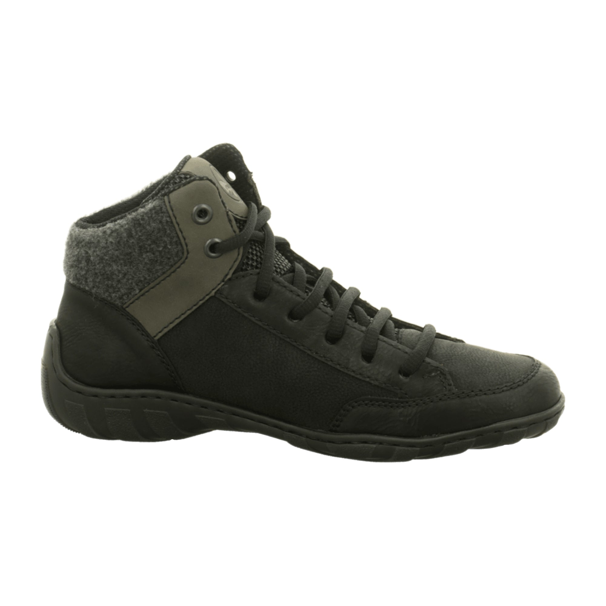 Rieker Women's Black Lace-Up Ankle Boots with Warm Lining for Everyday Comfort