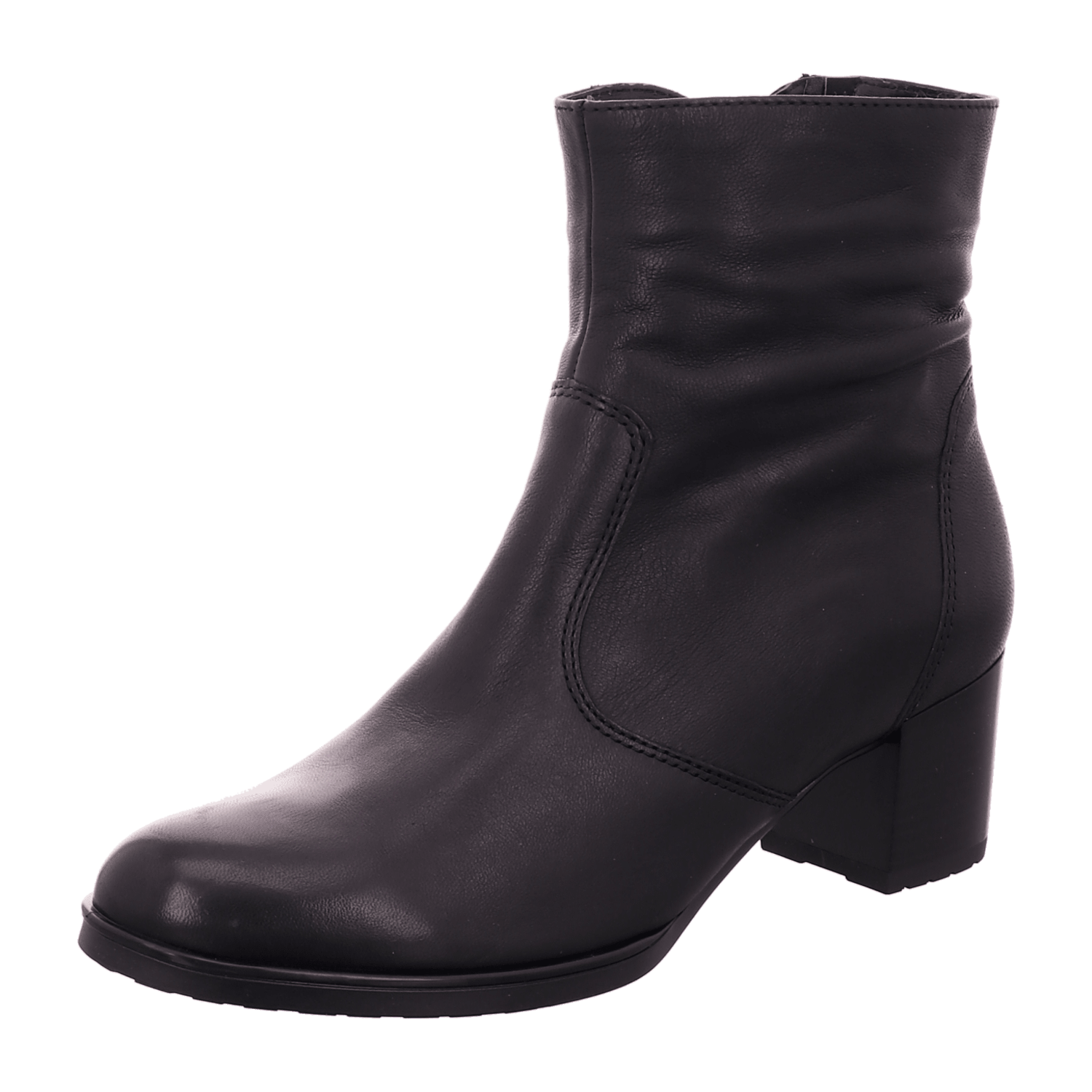ARA FLORENZ Women's Leather Ankle Boots with Side Zipper, Black Smooth Leather, Cold Weather Lined - Bartel-Shop