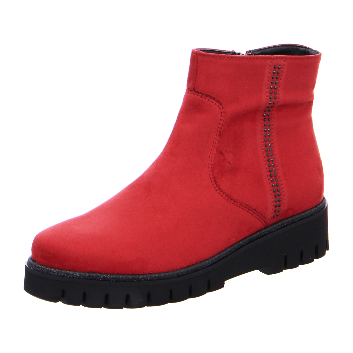 ARA JACKSON Women's Ankle Boots with Zipper in Red Round Toe Textile Lining - Bartel-Shop