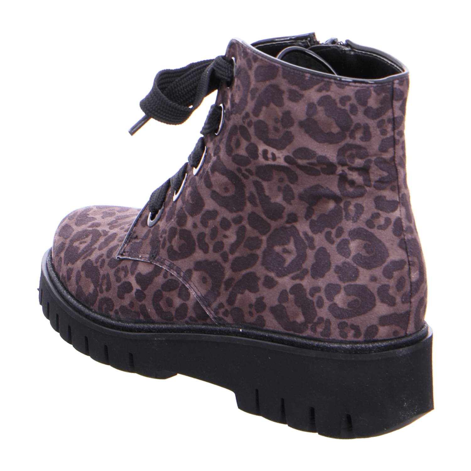 ARA Jackson Women's Combat Boot Ankle Boots with Zipper in Animal Print