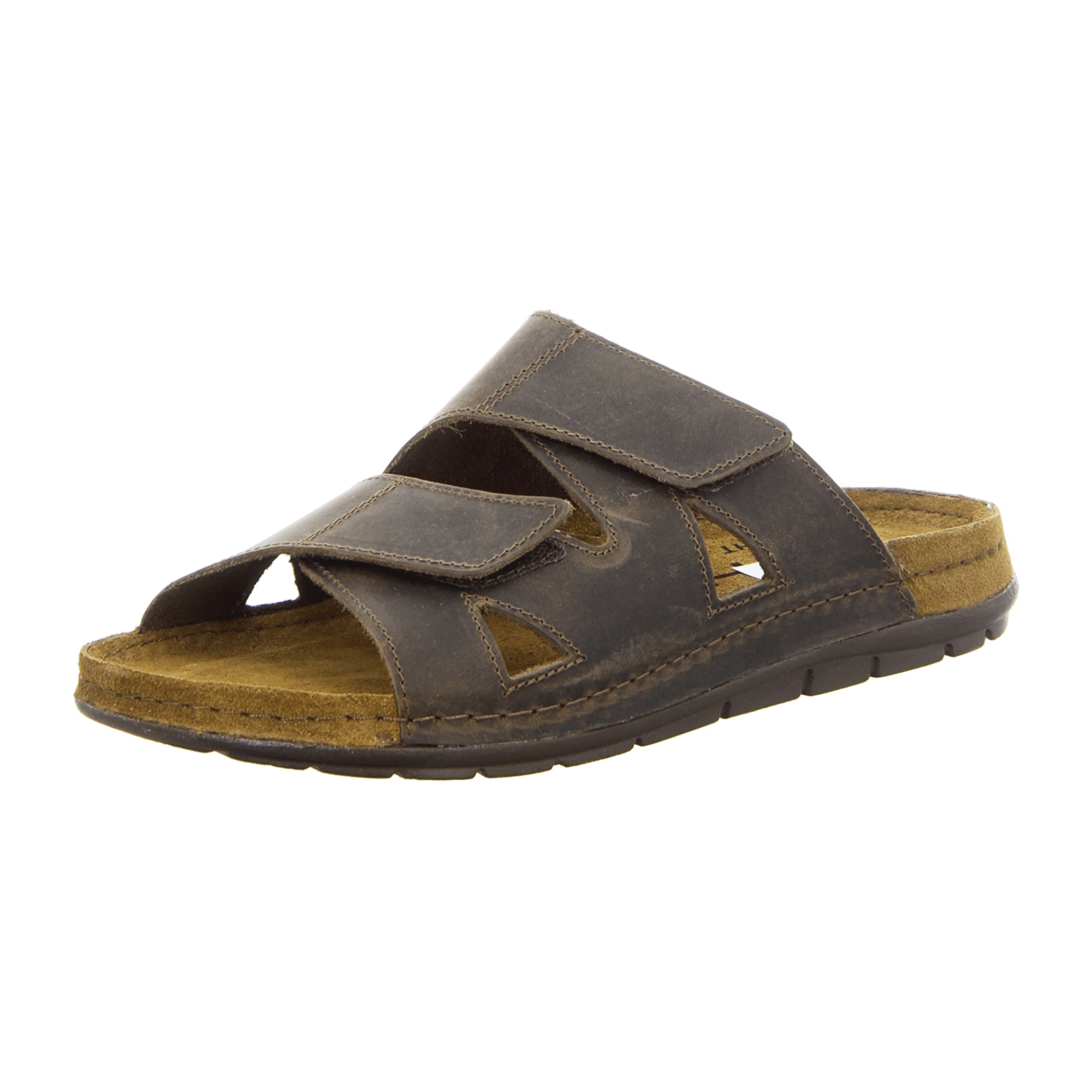 Rohde Brown Leather Sandals for Men with Velcro Closure